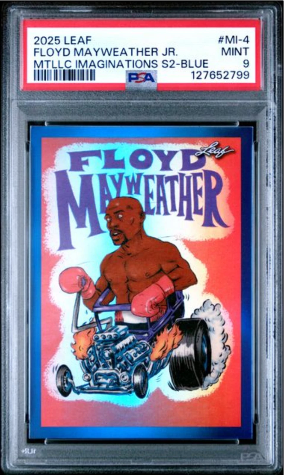 Graded 2025 Leaf Floyd Mayweather Jr #MI4 Metallic Series 2 Blue /49 Card PSA 9