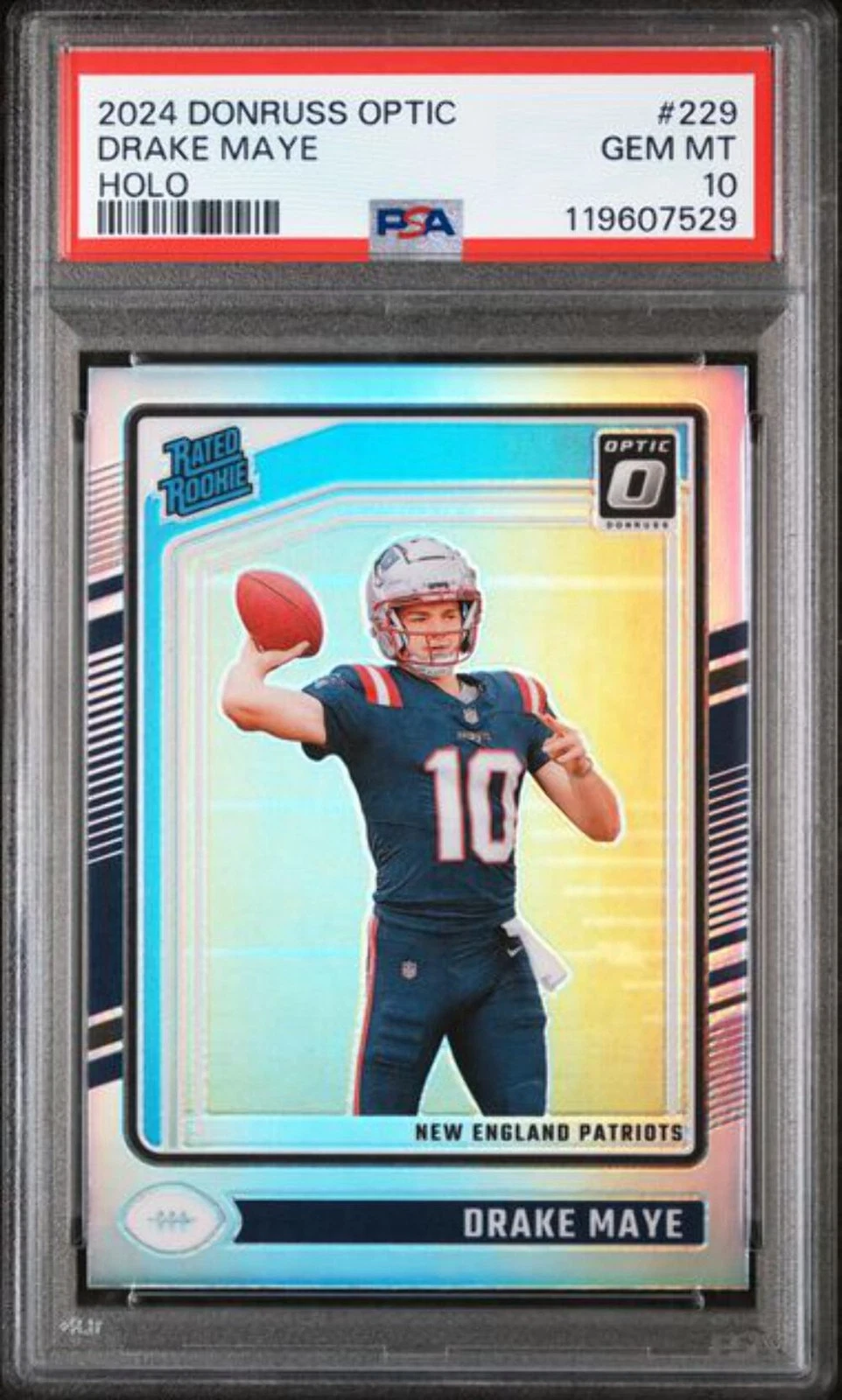 Graded 2024 Panini Donruss Optic Holo Drake Maye #229 Rookie RC Card PSA 10 Mint