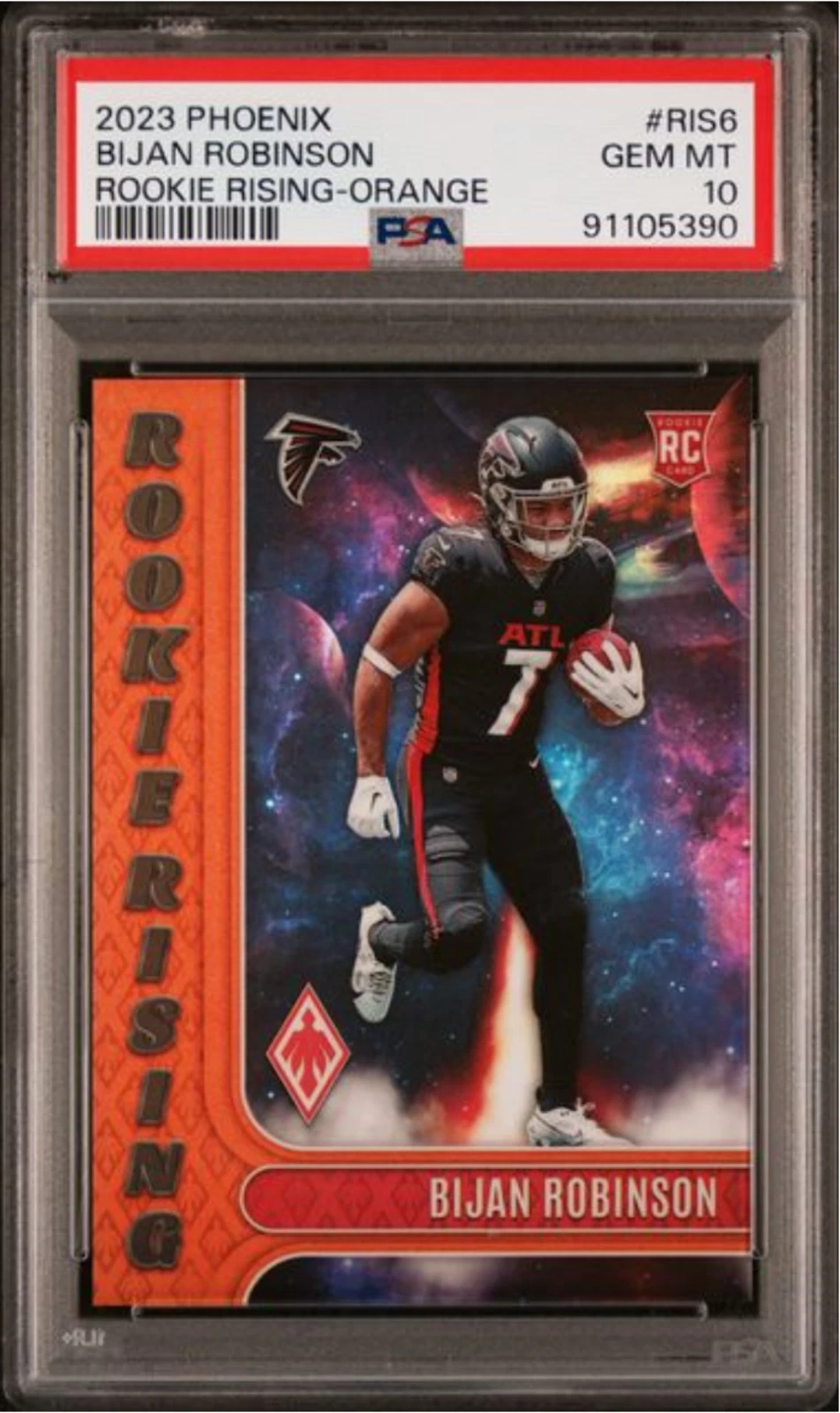 Graded 2023 Panini Phoenix Bijan Robinson #RIS6 Orange /99 Rookie Card PSA 10