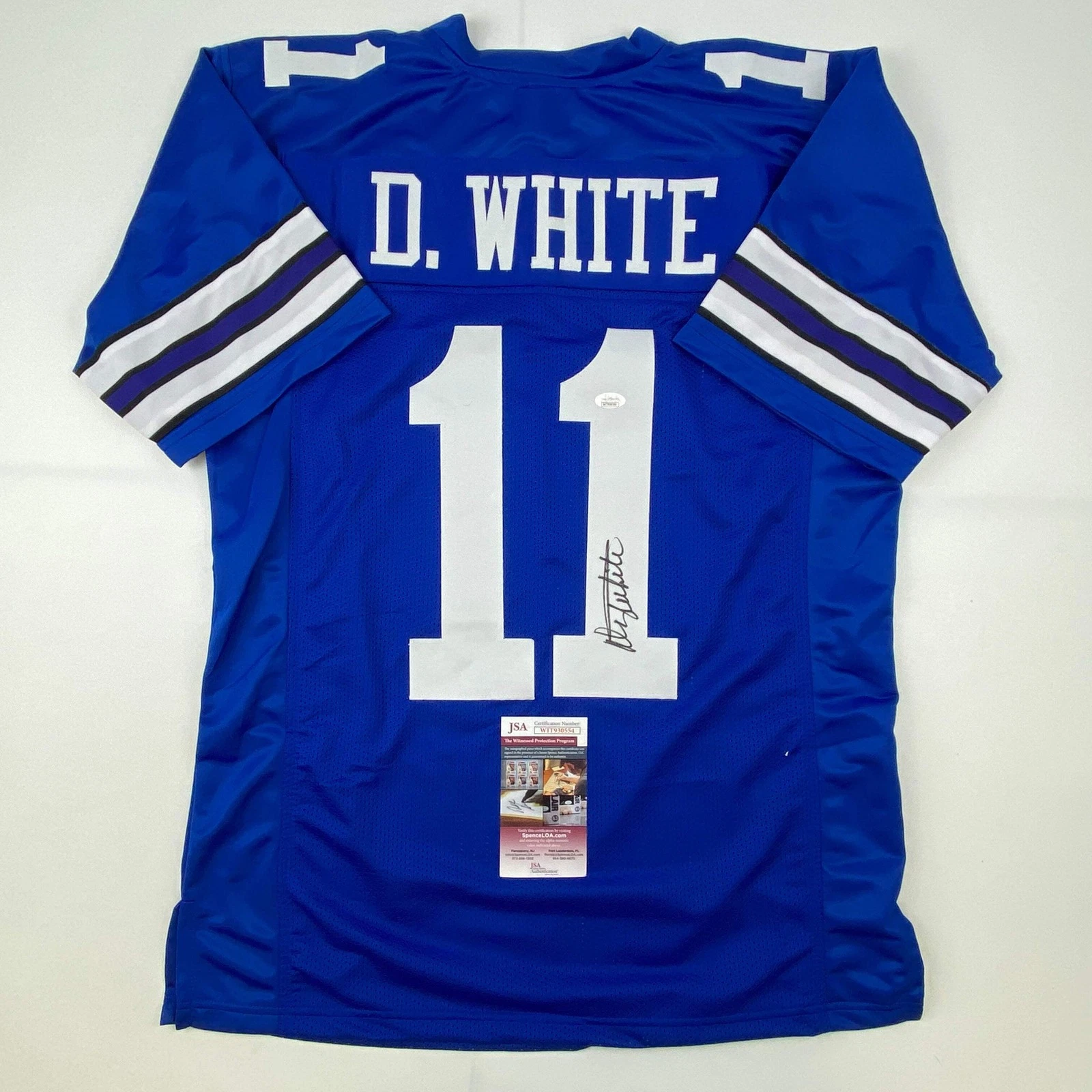 Autographed/Signed Danny White Dallas Retro Blue Football Jersey JSA COA Auto