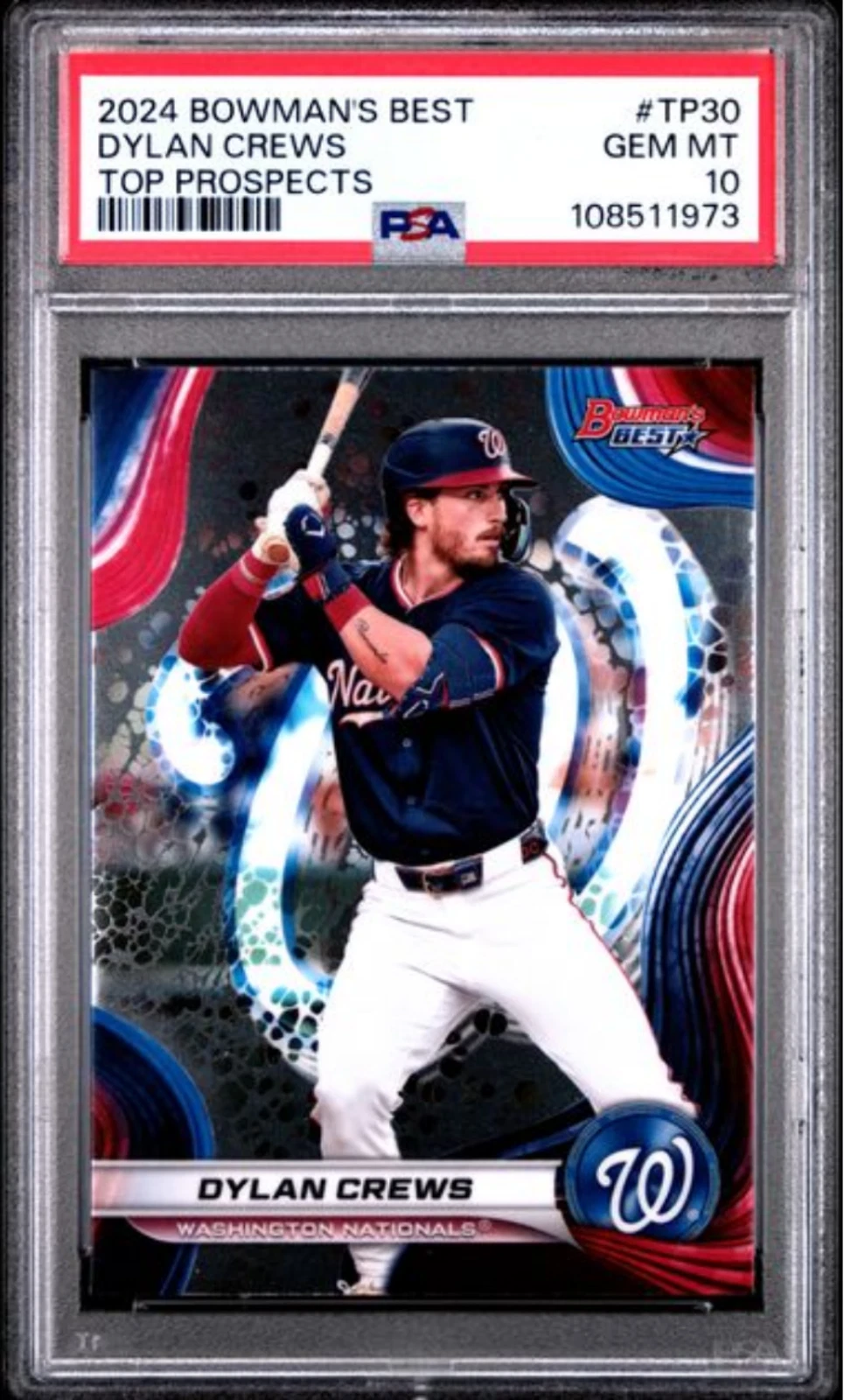 Graded 2024 Topps Bowmans Best Dylan Crews TP30 Top Prospects Rookie Card PSA 10