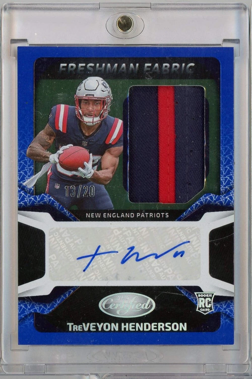 2025 Panini Certified Fabric TreVeyon Henderson #FBCTHN /20 GU Auto Rookie Card