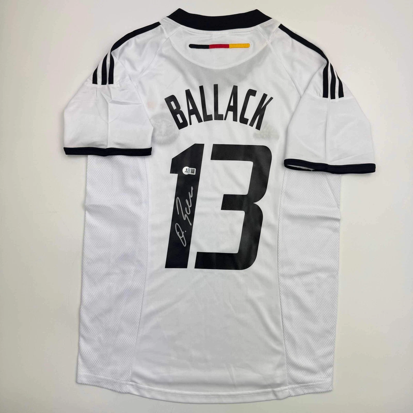 Autographed/Signed Michael Ballack Germany White Jersey Beckett BAS COA