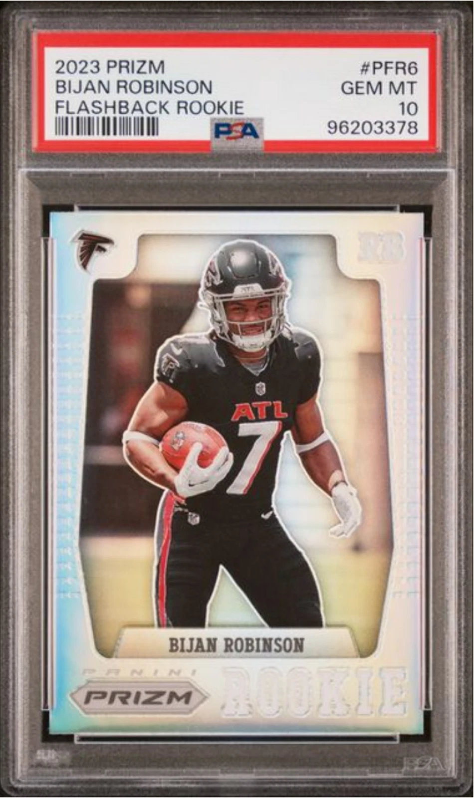 Graded 2023 Panini Prizm Bijan Robinson #PFR6 Flashback Rookie RC Card PSA 10