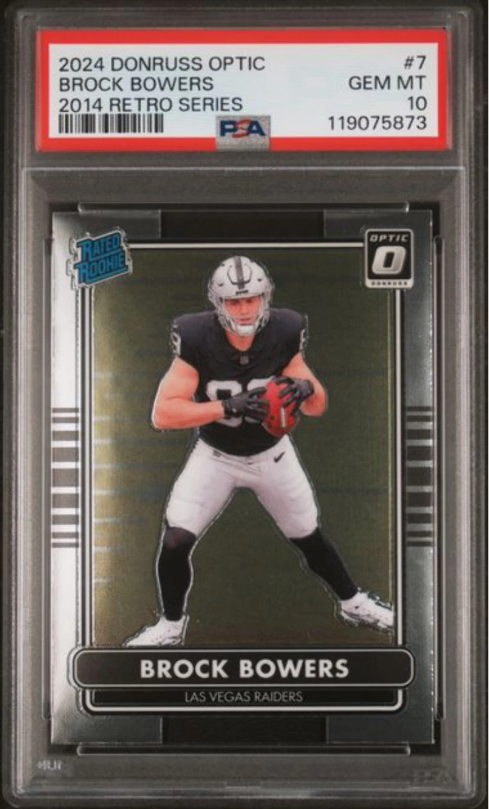 Graded 2024 Panini Donruss Optic Brock Bowers #7 2014 Retro Rookie Card PSA 10