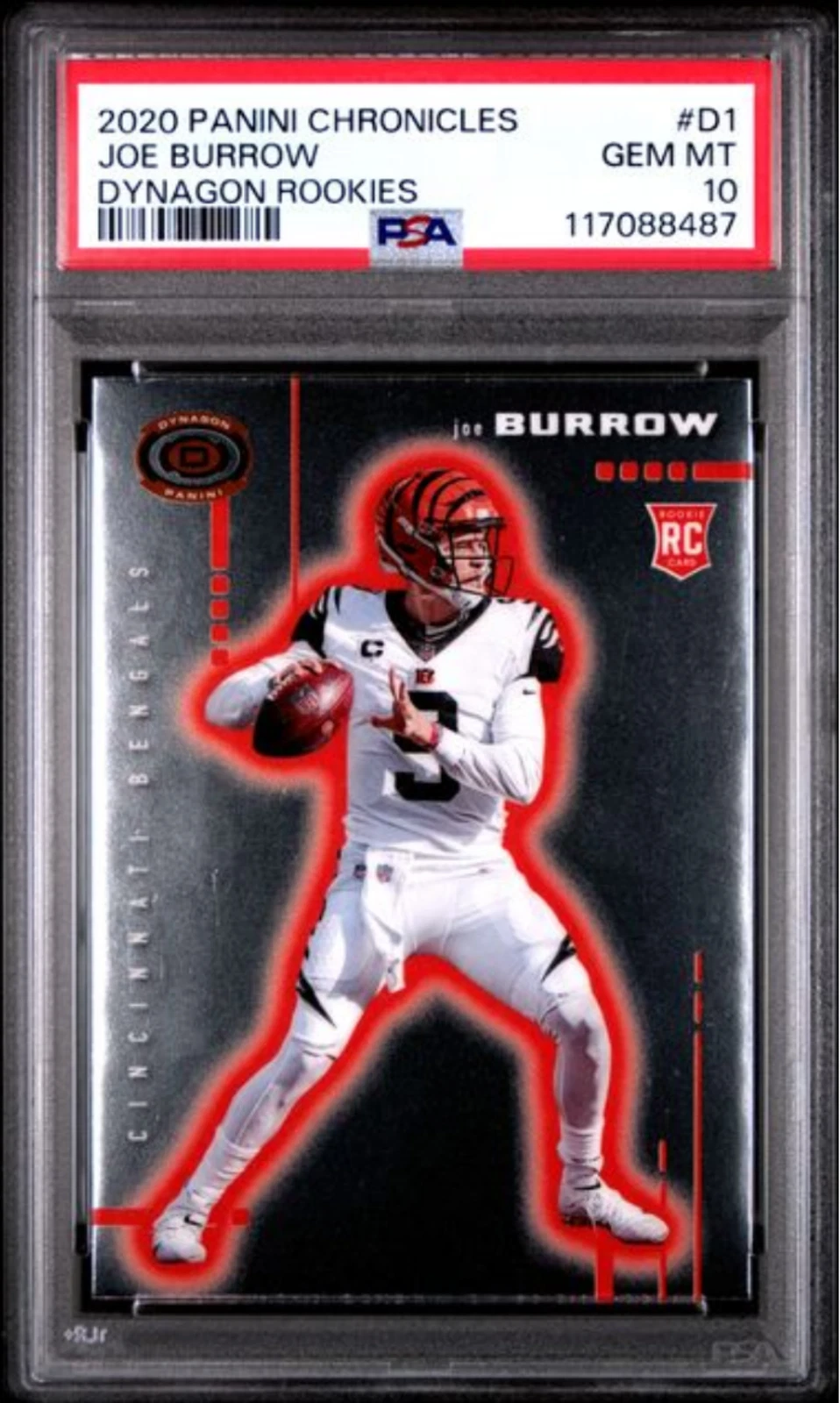 Graded 2020 Panini Chronicles Joe Burrow #D1 Dynagon Rookies Rookie Card PSA 10