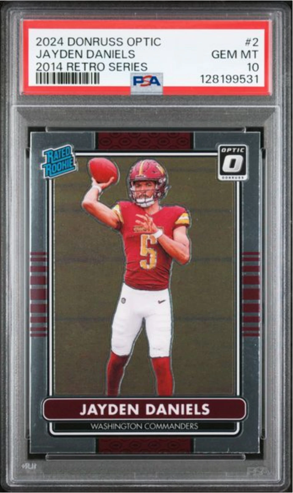 Graded 2024 Panini Donruss Optic Jayden Daniels #2 2014 Retro Rookie Card PSA 10