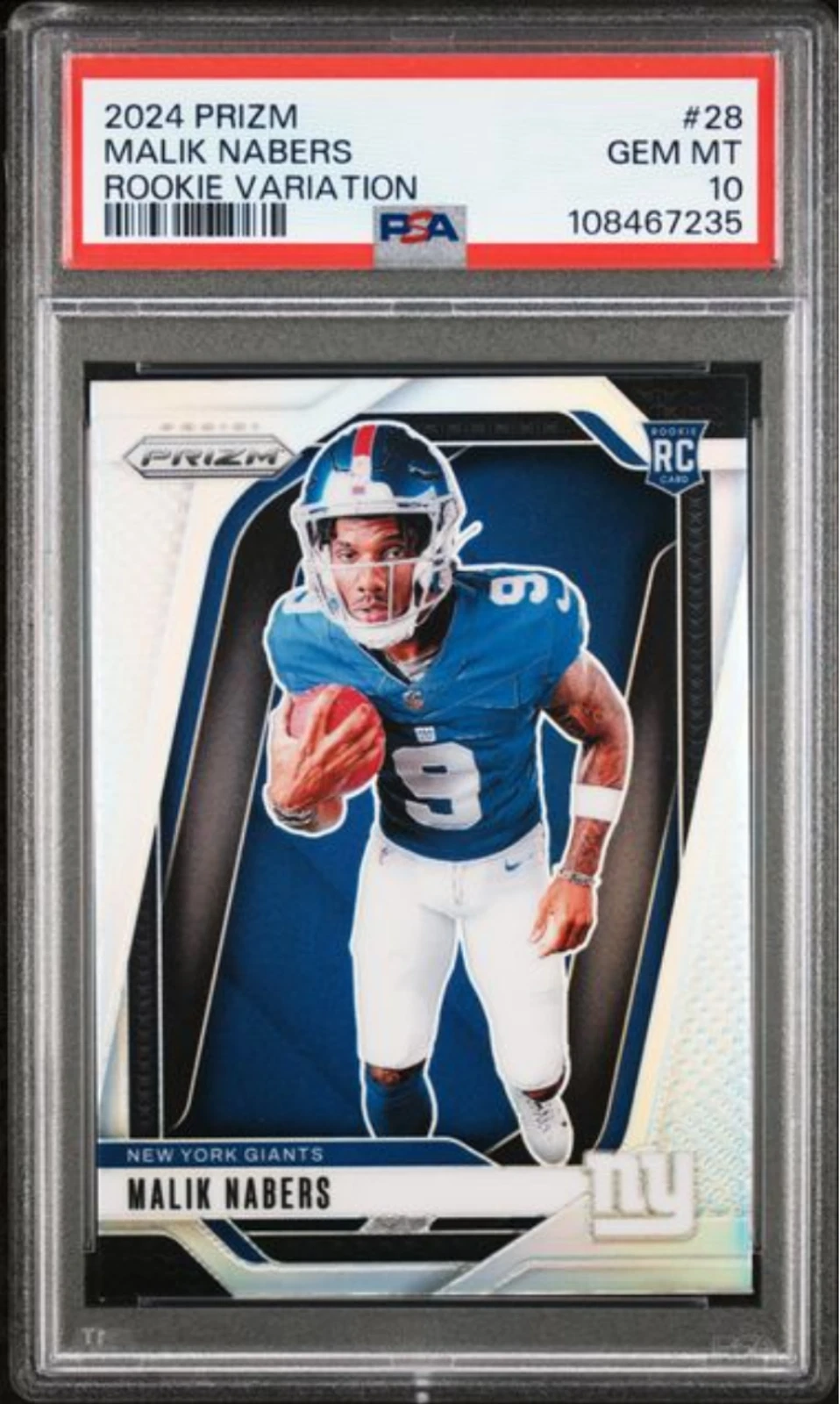 Graded 2024 Panini Prizm Malik Nabers #8 Rookie Variation Rookie RC Card PSA 10
