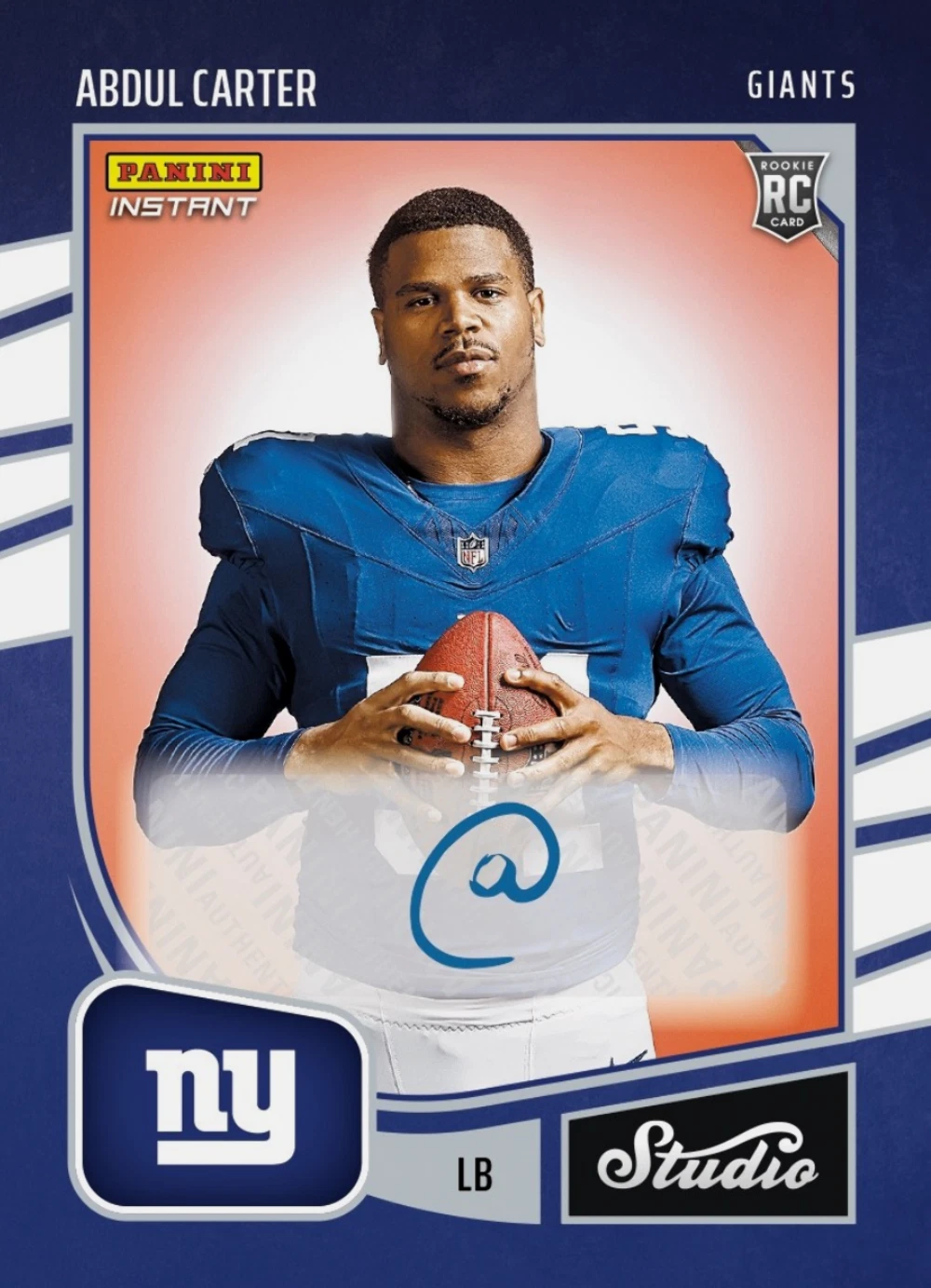 2025 Panini Instant Abdul Carter #SR1 Studio Rookies Auto /99 RC Football Card