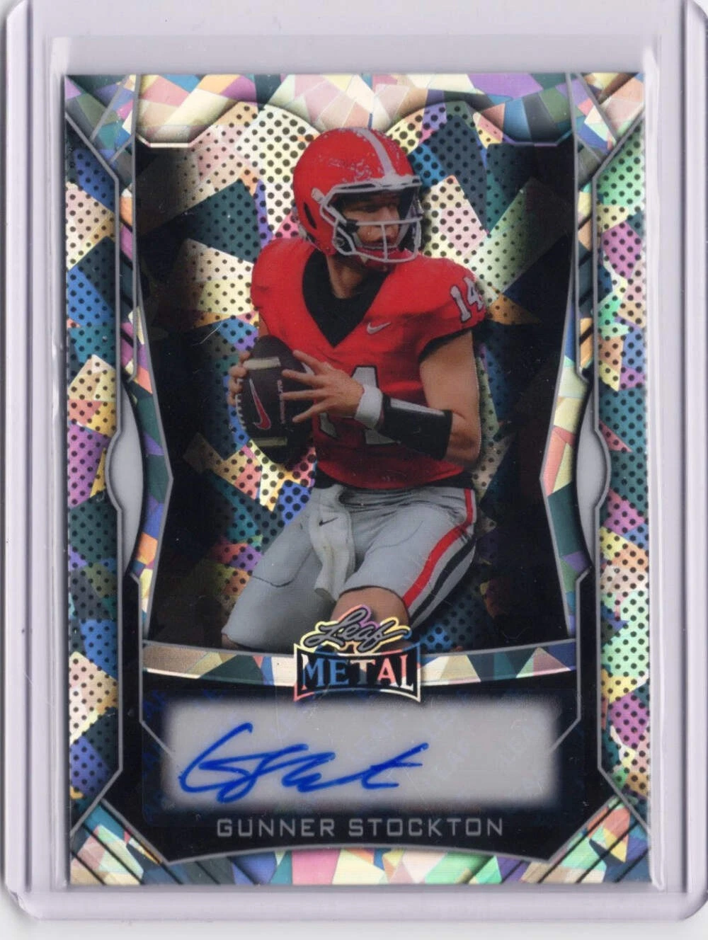 2025 Leaf Metal Gunner Stockton #MAGS1 Silver Ice Auto /49 Rookie Football Card