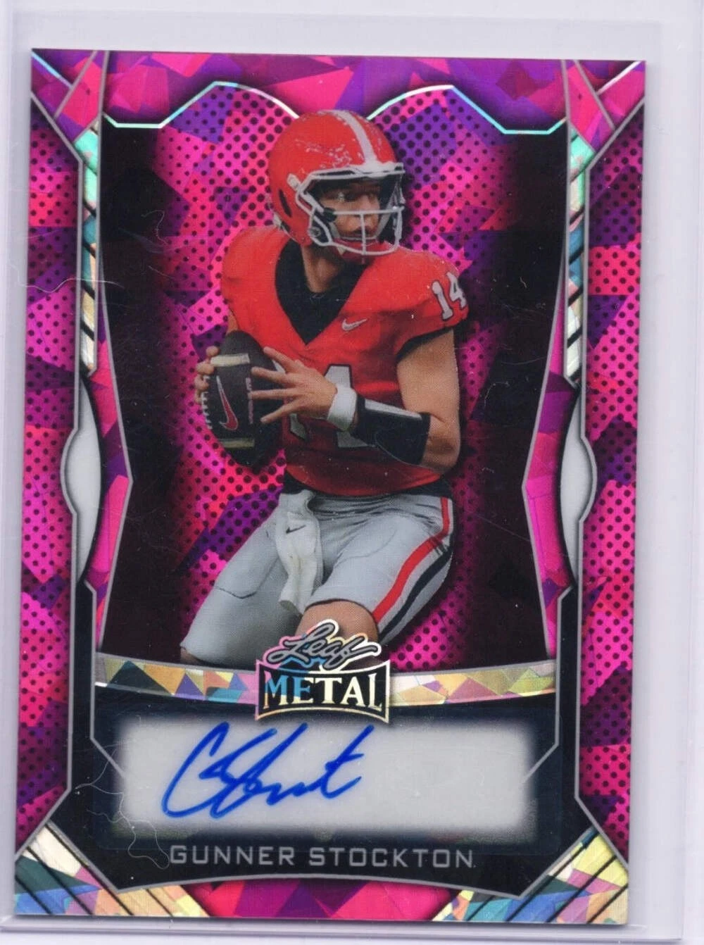 2025 Leaf Metal Gunner Stockton #MAGS1 Pink Ice Auto /20 Rookie Football Card