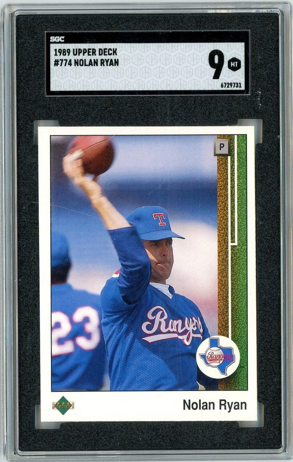 Graded 1989 Upper Deck Nolan Ryan Throwing Football #774 Baseball Card SGC 9