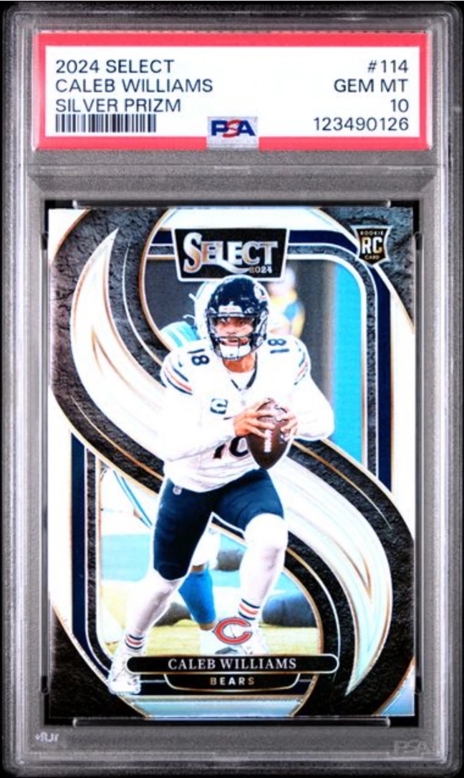 Graded 2024 Panini Select Caleb Williams #114 Silver Prizm Rookie RC Card PSA 10