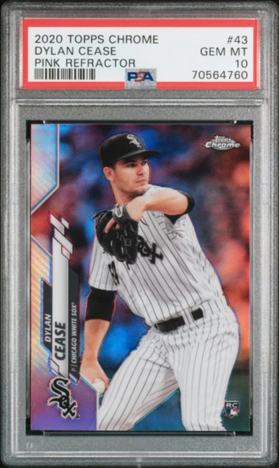 Graded 2020 Topps Chrome Dylan Cease #43 Pink Refractor Rookie RC Card PSA 10