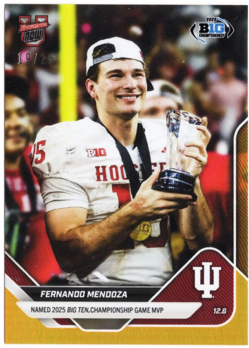 2025 Topps Bowman U Now Fernando Mendoza #58 Orange Foil /25 RC Football Card
