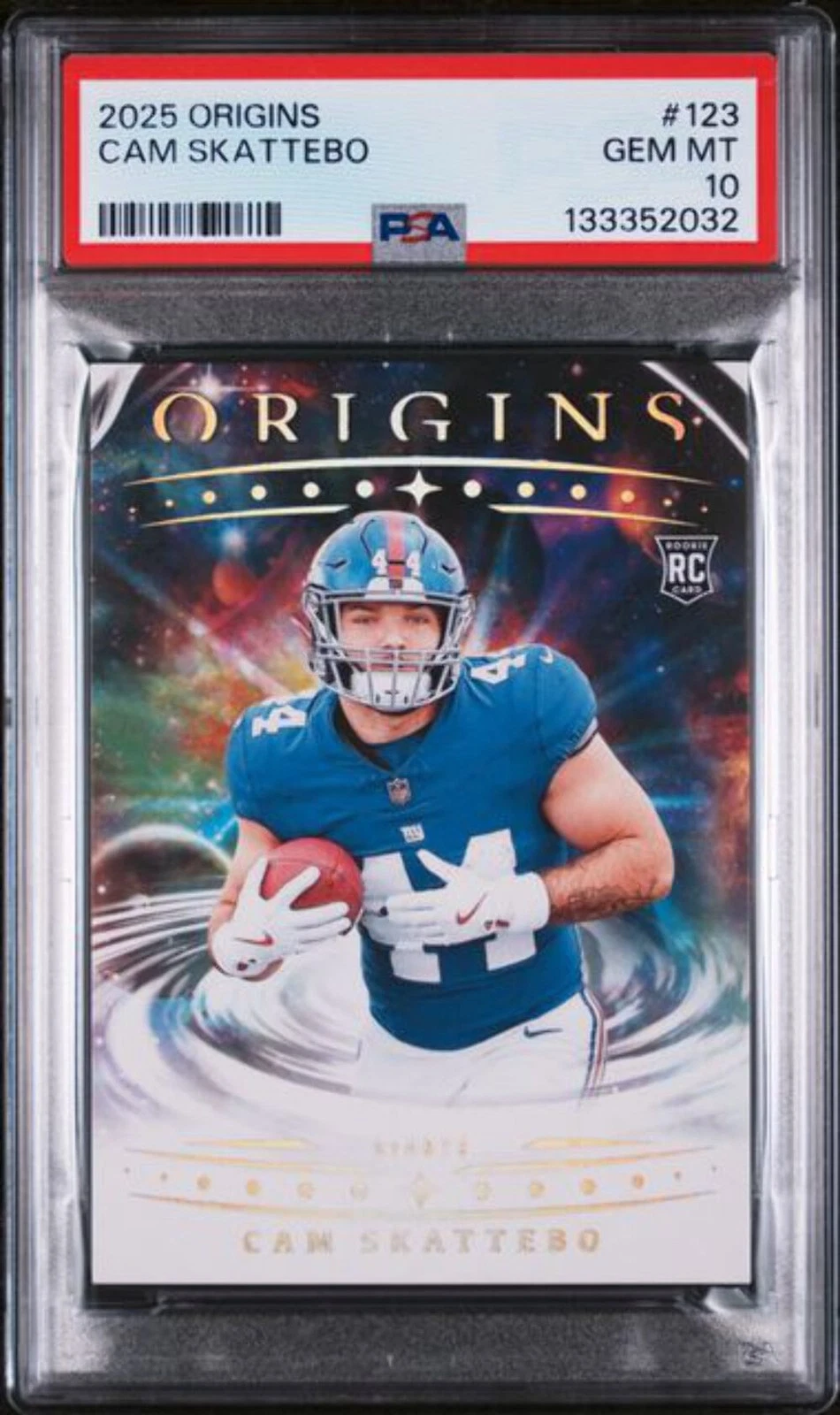 Graded 2025 Panini Origins Cam Skattebo #123 Rookie RC Football Card PSA 10 Mint