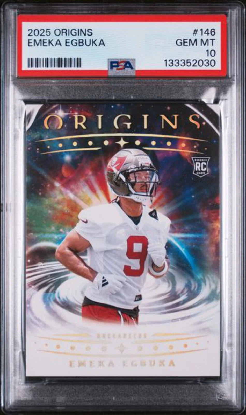 Graded 2025 Panini Origins Emeka Egbuka #146 Rookie RC Football Card PSA 10 Mint