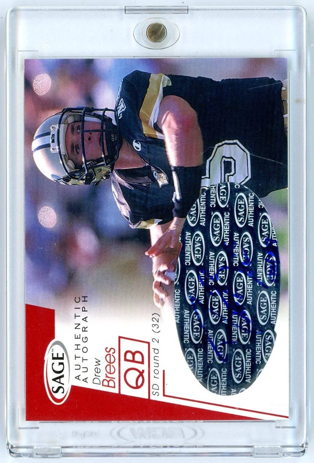 2001 Sage SA-GE Authentic Autographs Drew Brees #A8 /749 Rookie RC Football Card