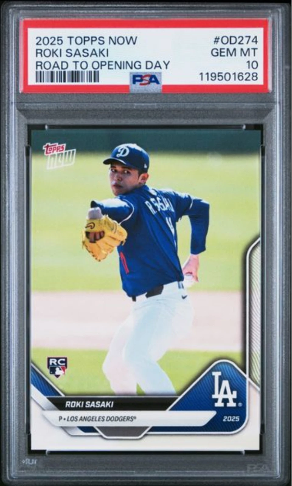 Graded 2025 Now Bowman Roki Sasaki #OD274 Road to Opening Day Rookie Card PSA 10