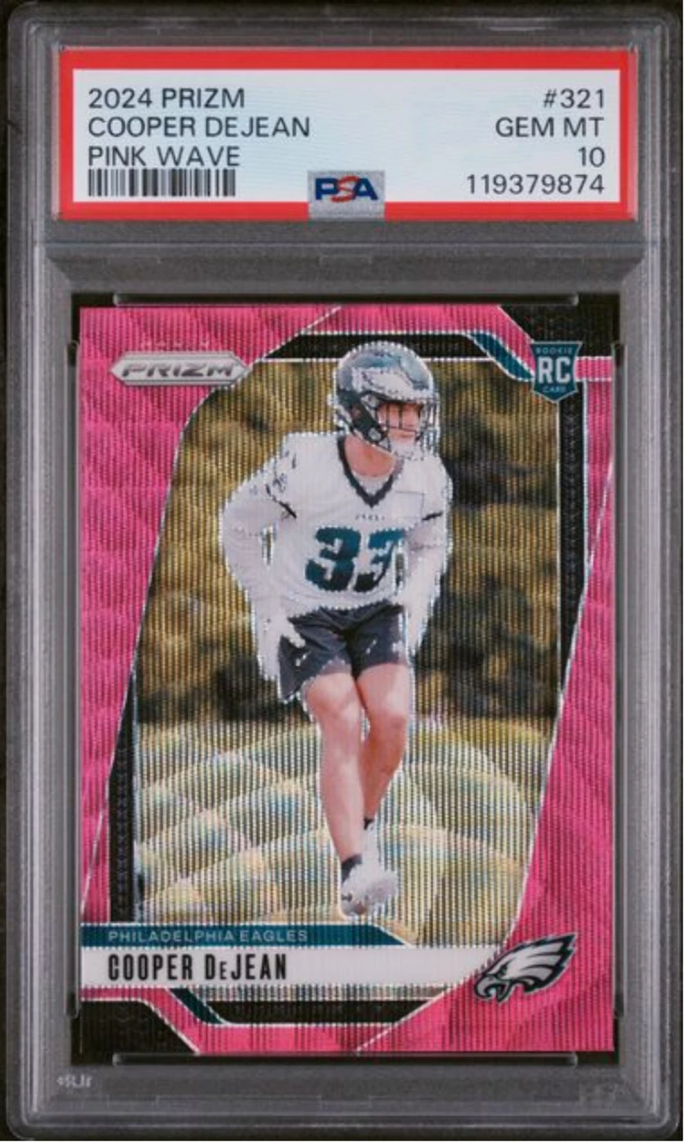 Graded 2024 Panini Prizm Cooper DeJean #321 Pink Wave Rookie RC Card PSA 10 Mint