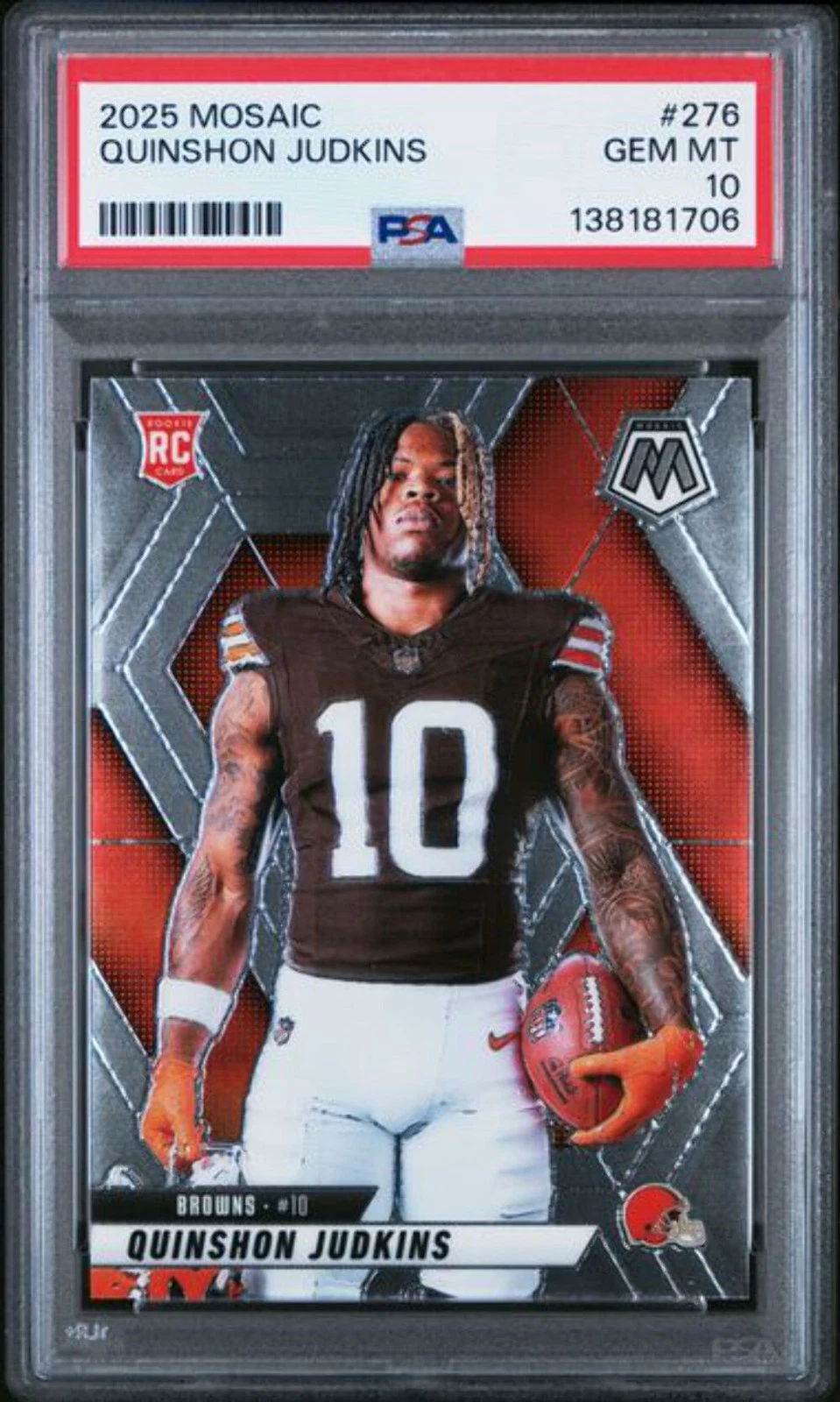 Graded 2025 Panini Mosaic Quinshon Judkins #276 Variation RC Football PSA 10