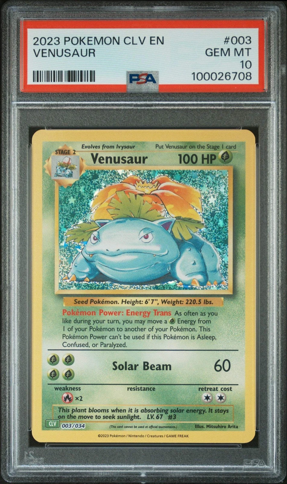 Graded 2023 PKM CLV EN Venusaur & Lugia Ex Deck #003 Venusaur Trading Card Game