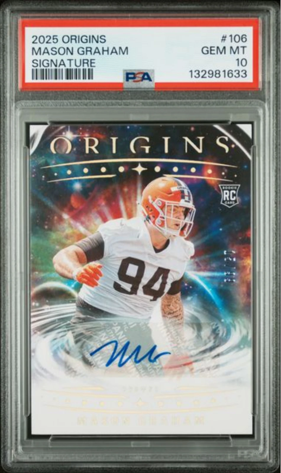 Graded 2025 Panini Origins Mason Graham #106 Signature /99 Rookie RC Card PSA 10