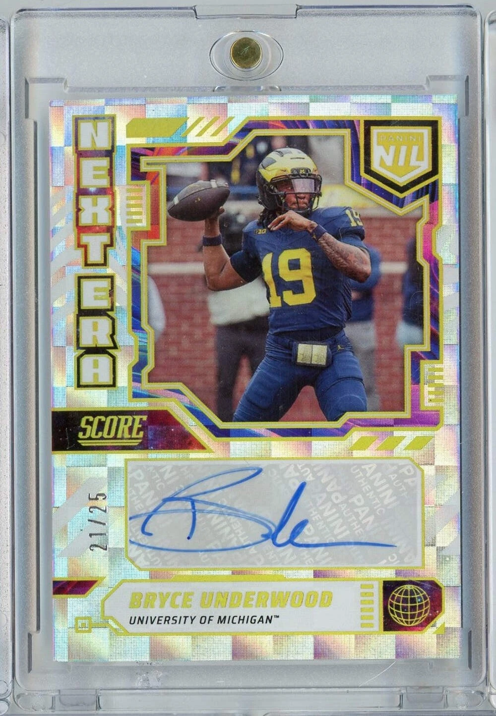 2025 Panini Score NIL Next Era Bryce Underwood #NENBUN /25 Auto RC Football Card