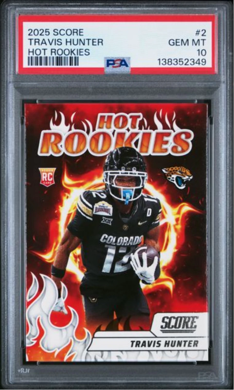 Graded 2025 Panini Score Travis Hunter #2 Hot Rookies Rookie RC Card PSA 10 Mint