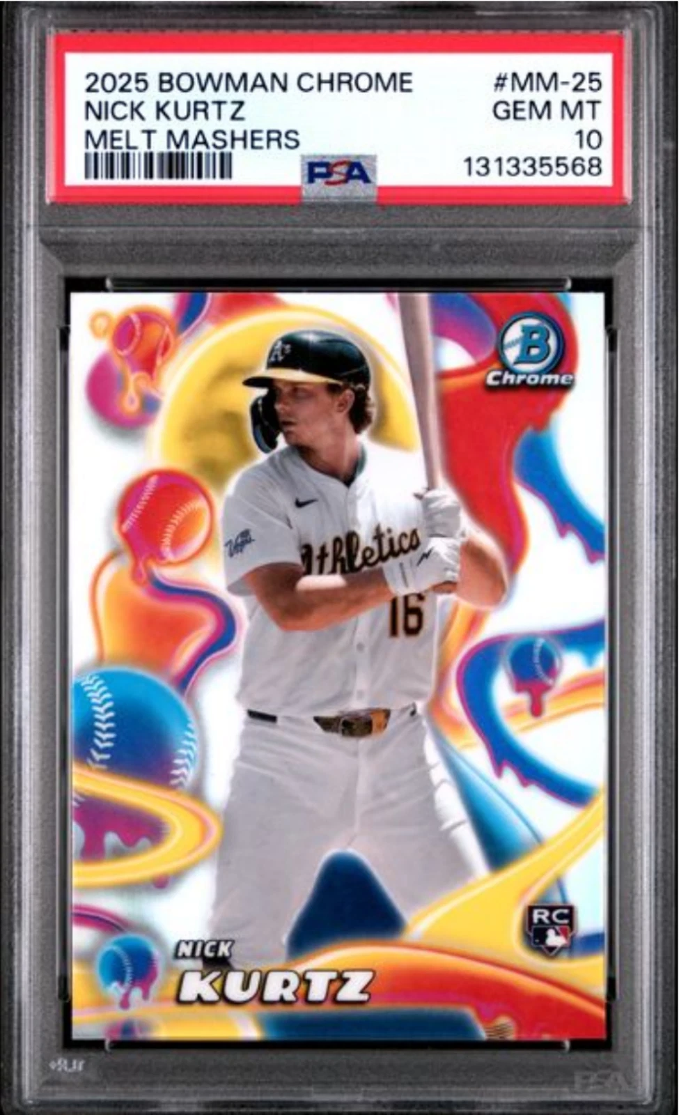 Graded 2025 Topps Bowman Chrome Nick Kurtz #MM25 Melt Mashers Rookie Card PSA 10