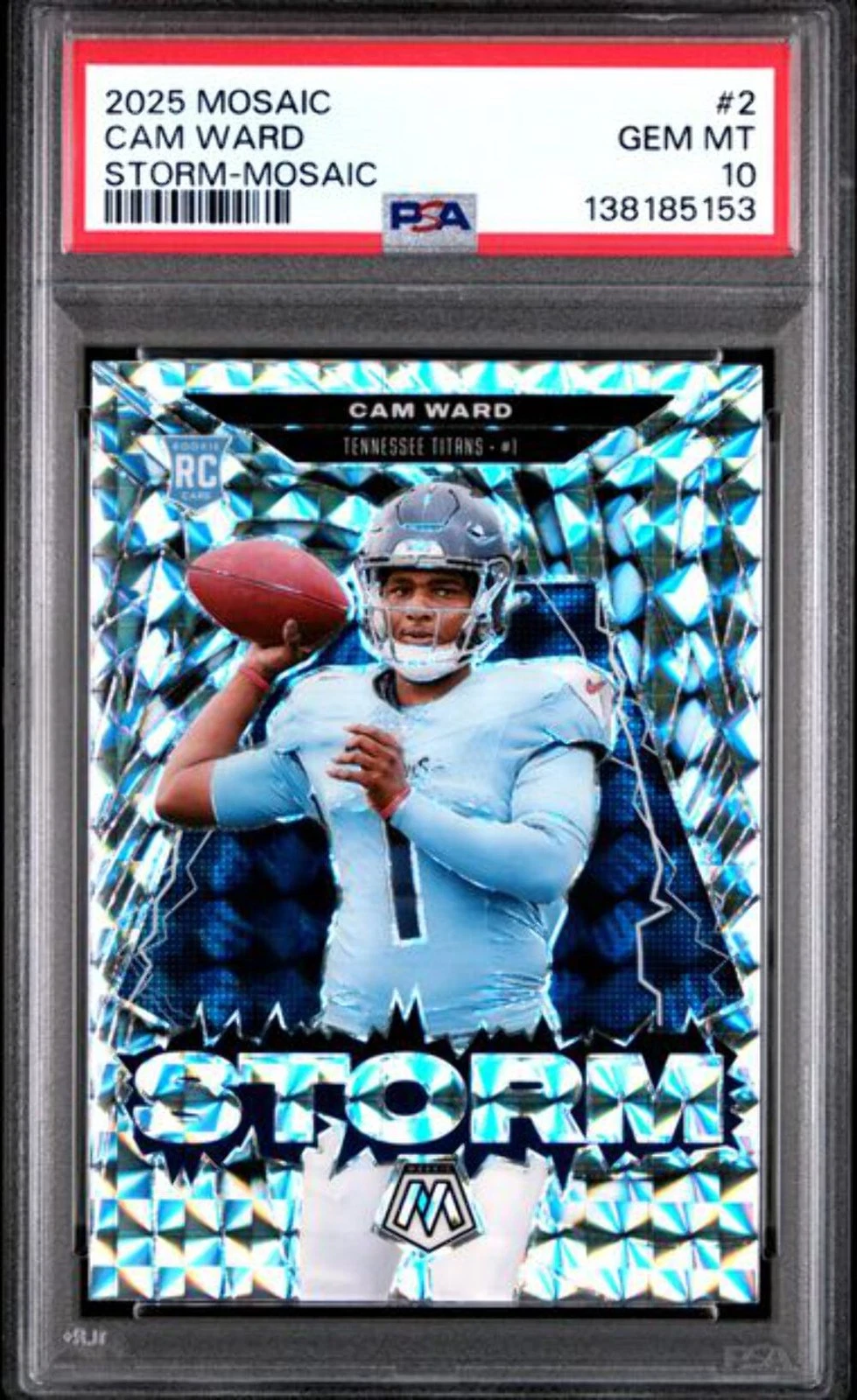 Graded 2025 Panini Mosaic Cam Ward #2 Storm Mosaic Rookie RC Card PSA 10 Mint