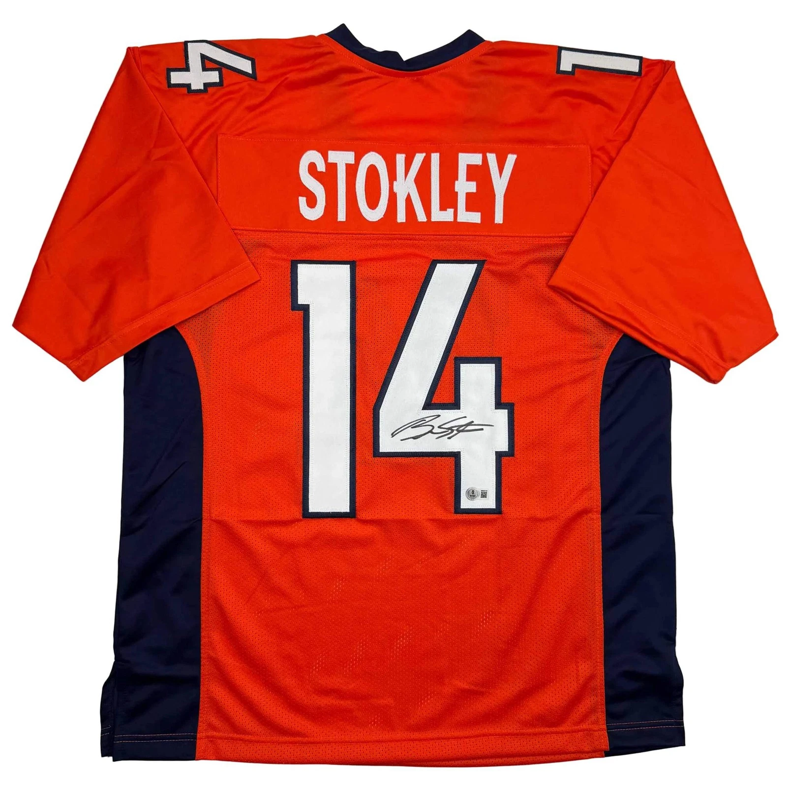 Autographed/Signed Brandon Stokley Denver Orange Football Jersey Beckett BAS COA