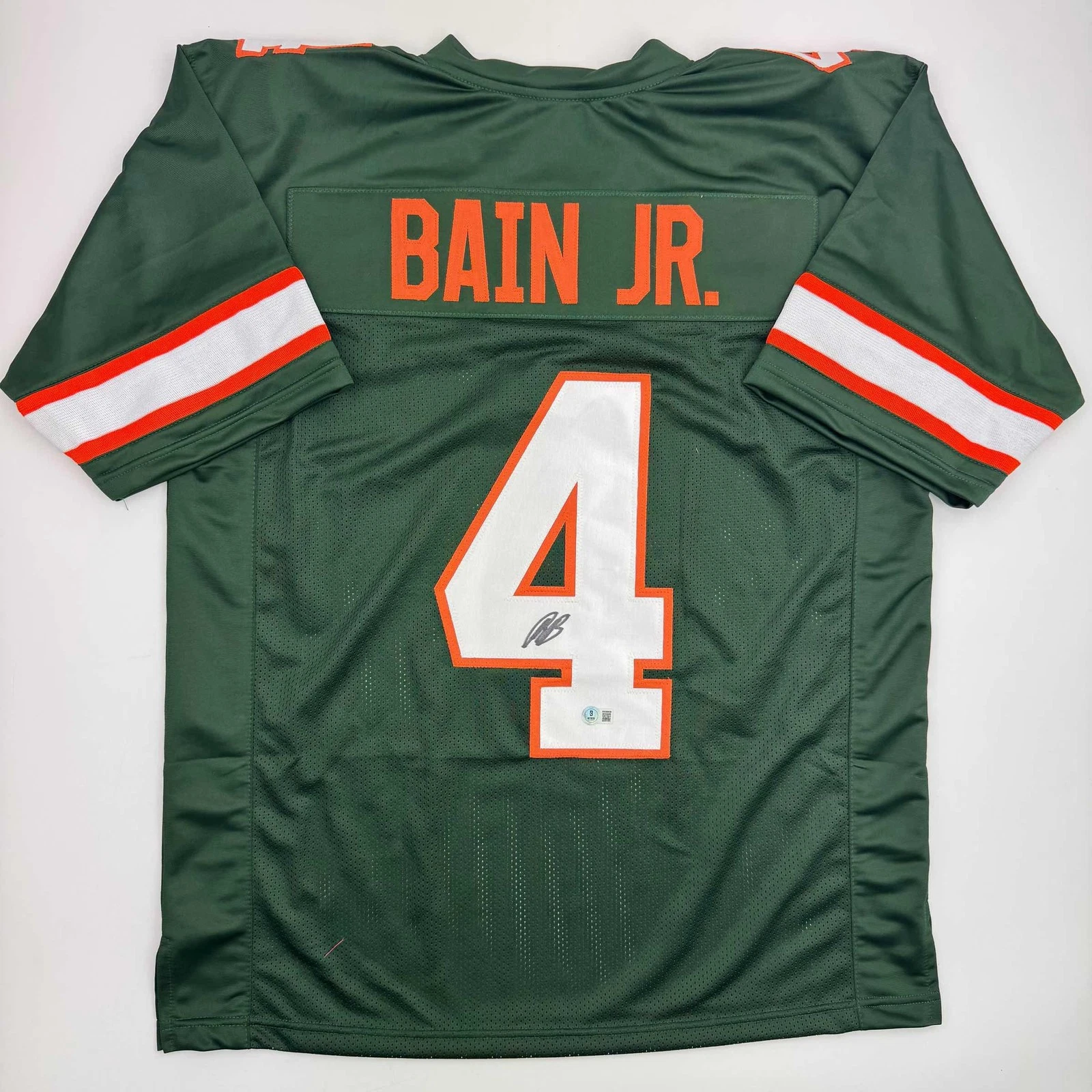 Autographed/Signed Rueben Bain Jr. Miami Green College Jersey Beckett BAS COA