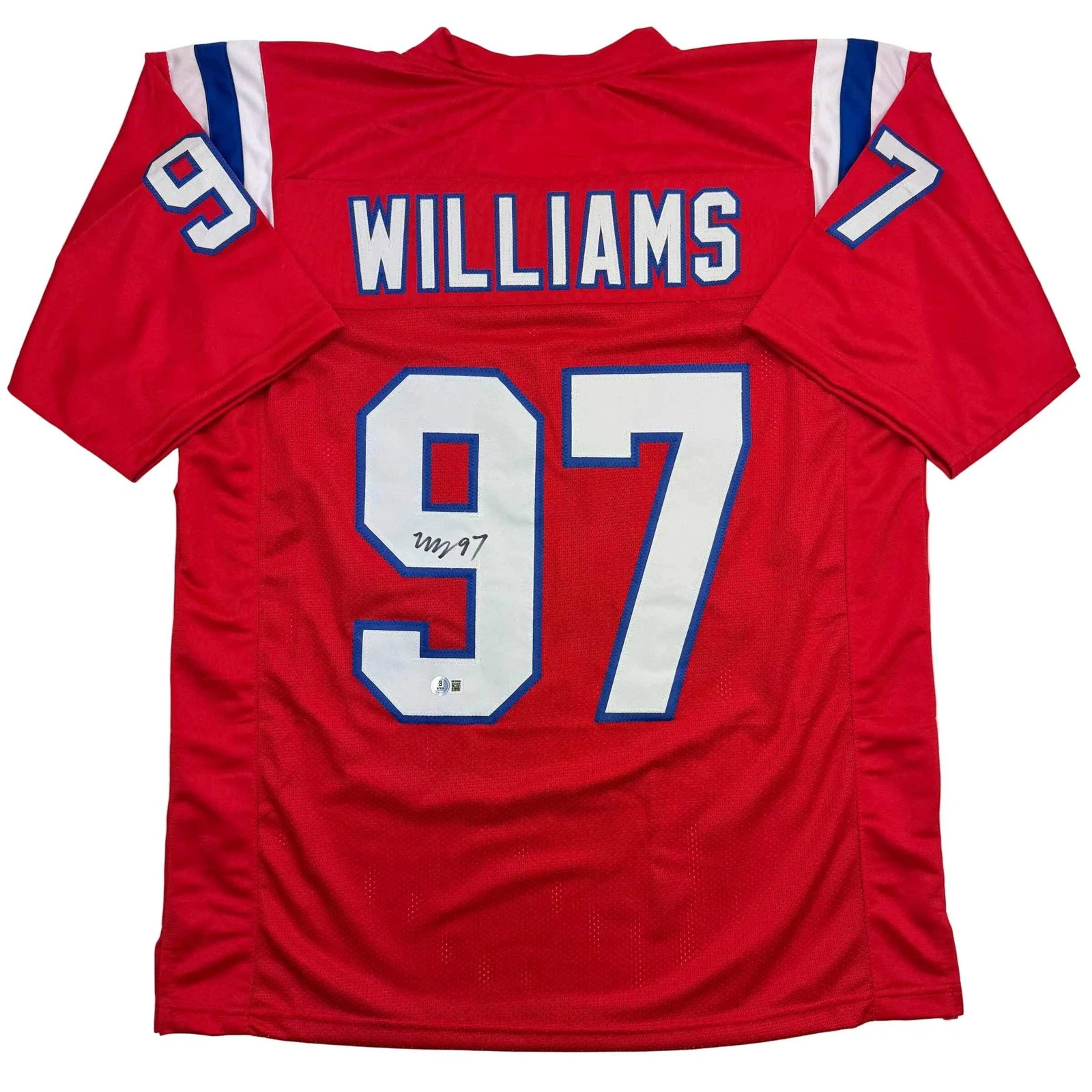 Autographed/Signed Milton Williams New England Red Jersey Beckett BAS COA