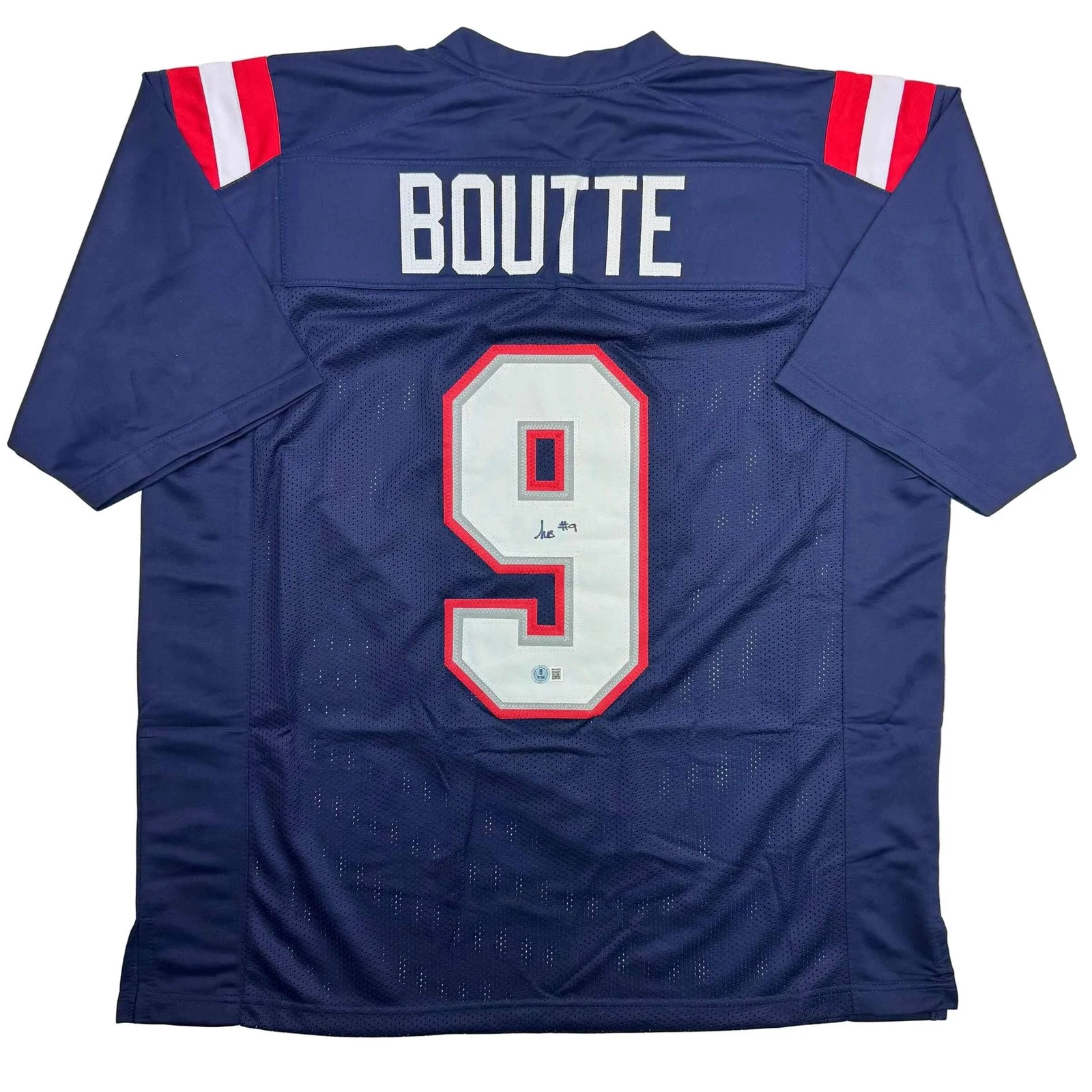 Autographed/Signed Kayshon Boutte New England Blue Jersey Beckett BAS COA