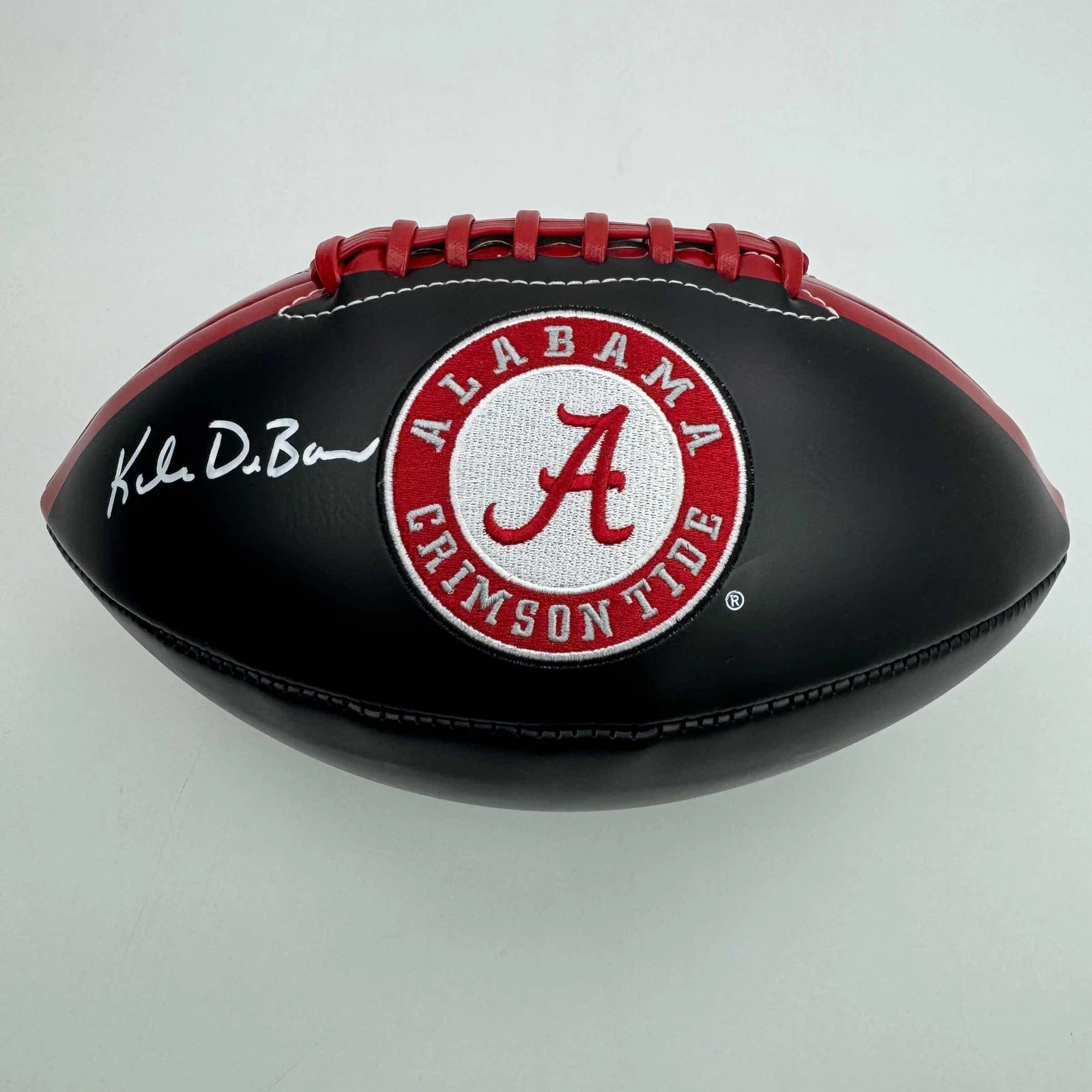 Autographed/Signed Kalen DeBoer Alabama Full Size Black Logo Football JSA COA