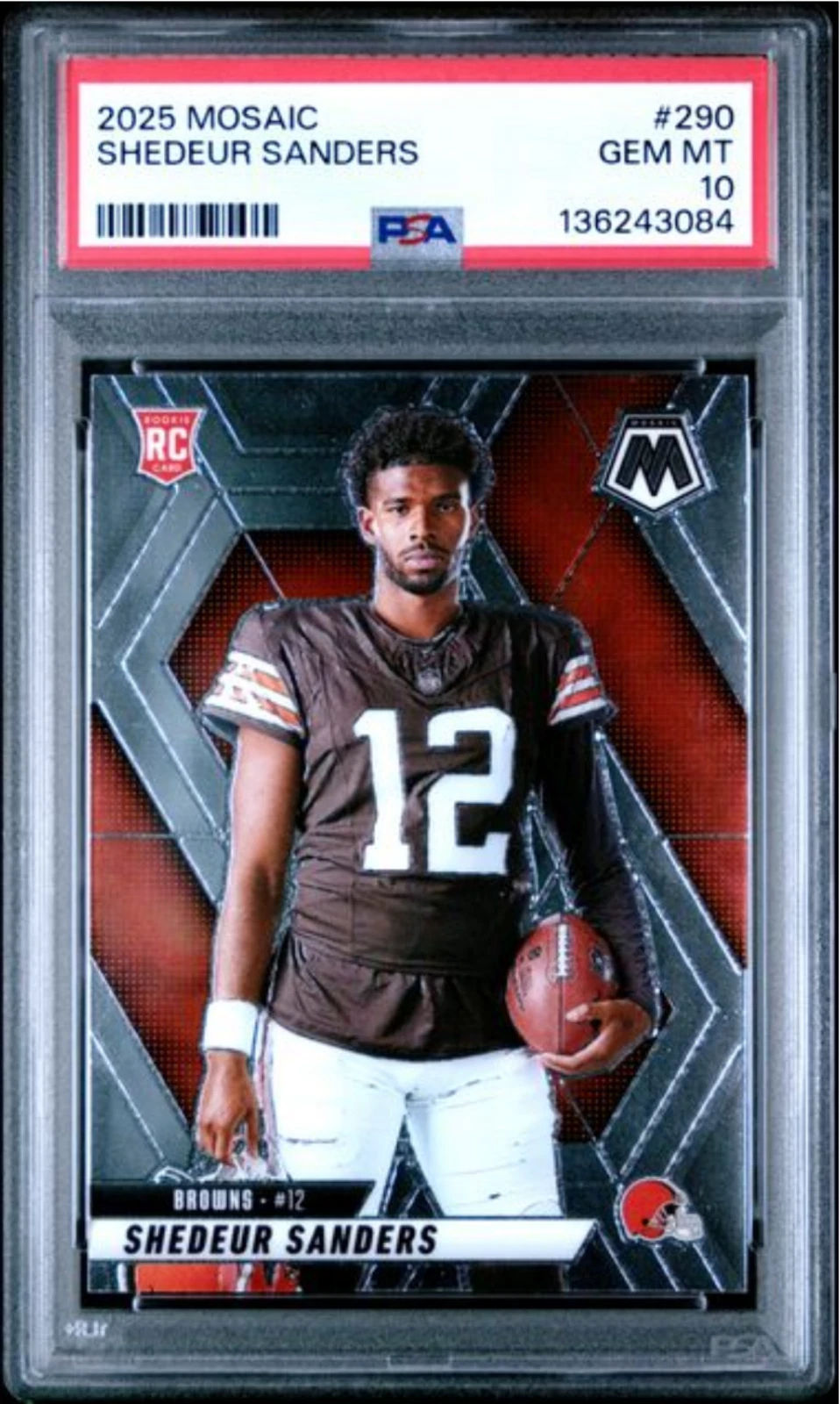 Graded 2025 Panini Mosaic Shedeur Sanders #290 Rookie RC Card PSA 10 Gem Mint