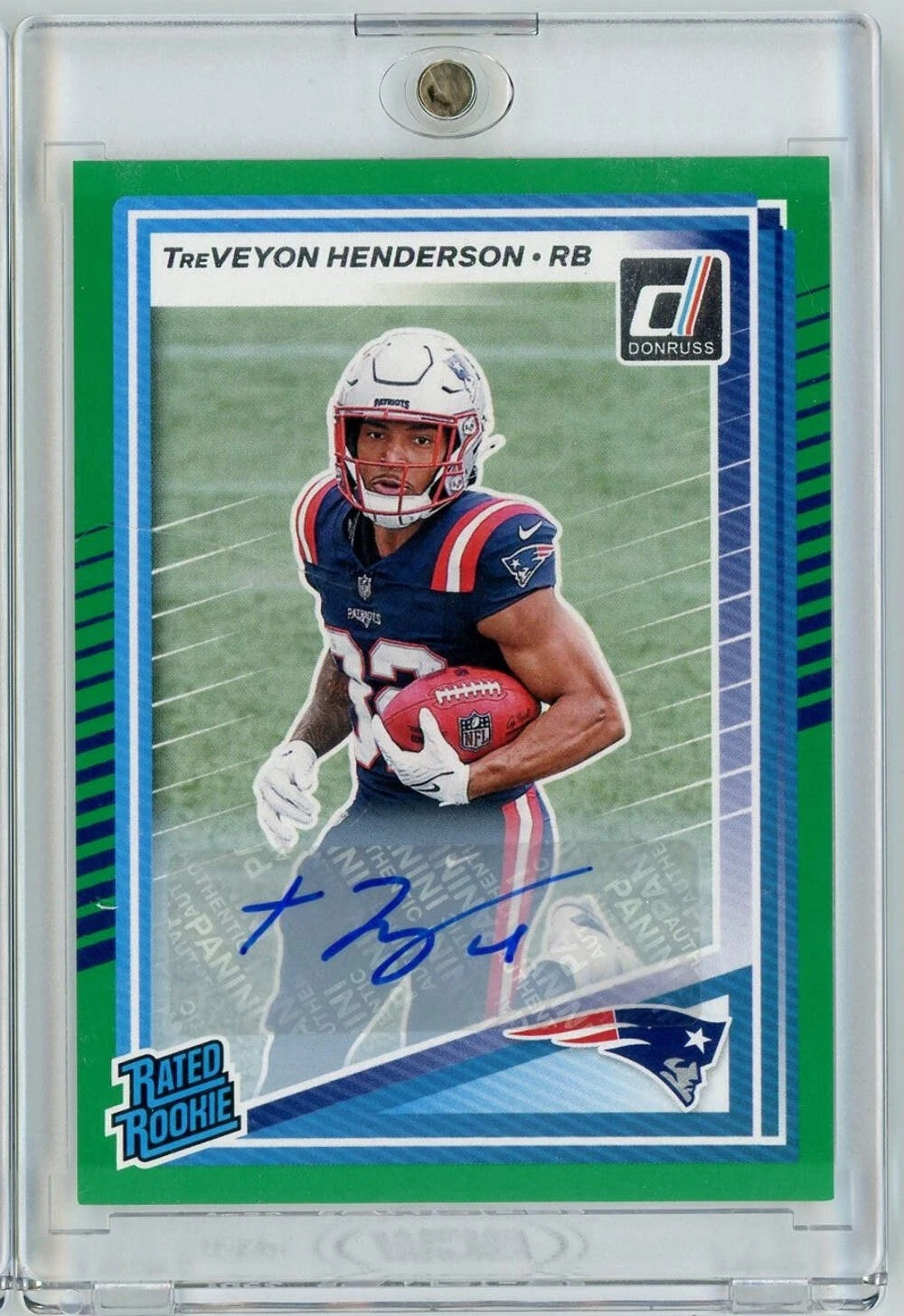 2025 Panini Donruss TreVeyon Henderson #332 Green Auto Patriots Rookie RC Card