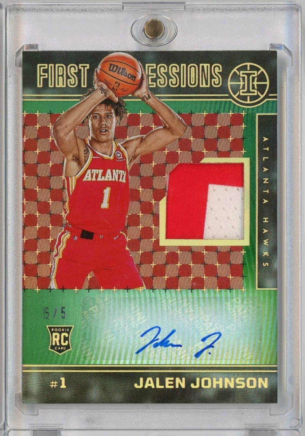2021 Panini Illusions Jalen Johnson #FIJJLJ 5/5 First Impressions Green RPA Card