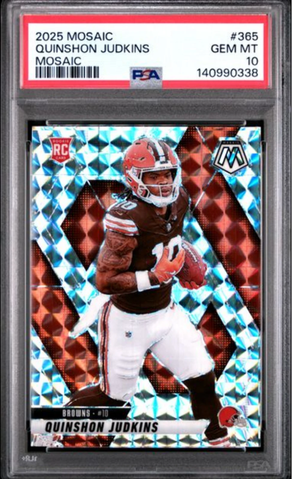 Graded 2025 Panini Mosaic Quinshon Judkins #365 Mosaic Rookie RC Card PSA 10 Gem