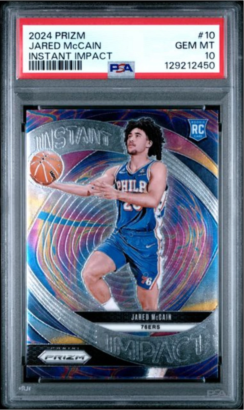 Graded 2024 Panini Prizm Jared McCain #10 Instant Impact Rookie RC Card PSA 10