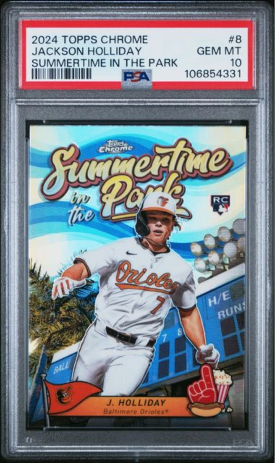 Graded 2024 Topps Chrome Jackson Holliday #8 Summertime ITP Rookie Card PSA 10