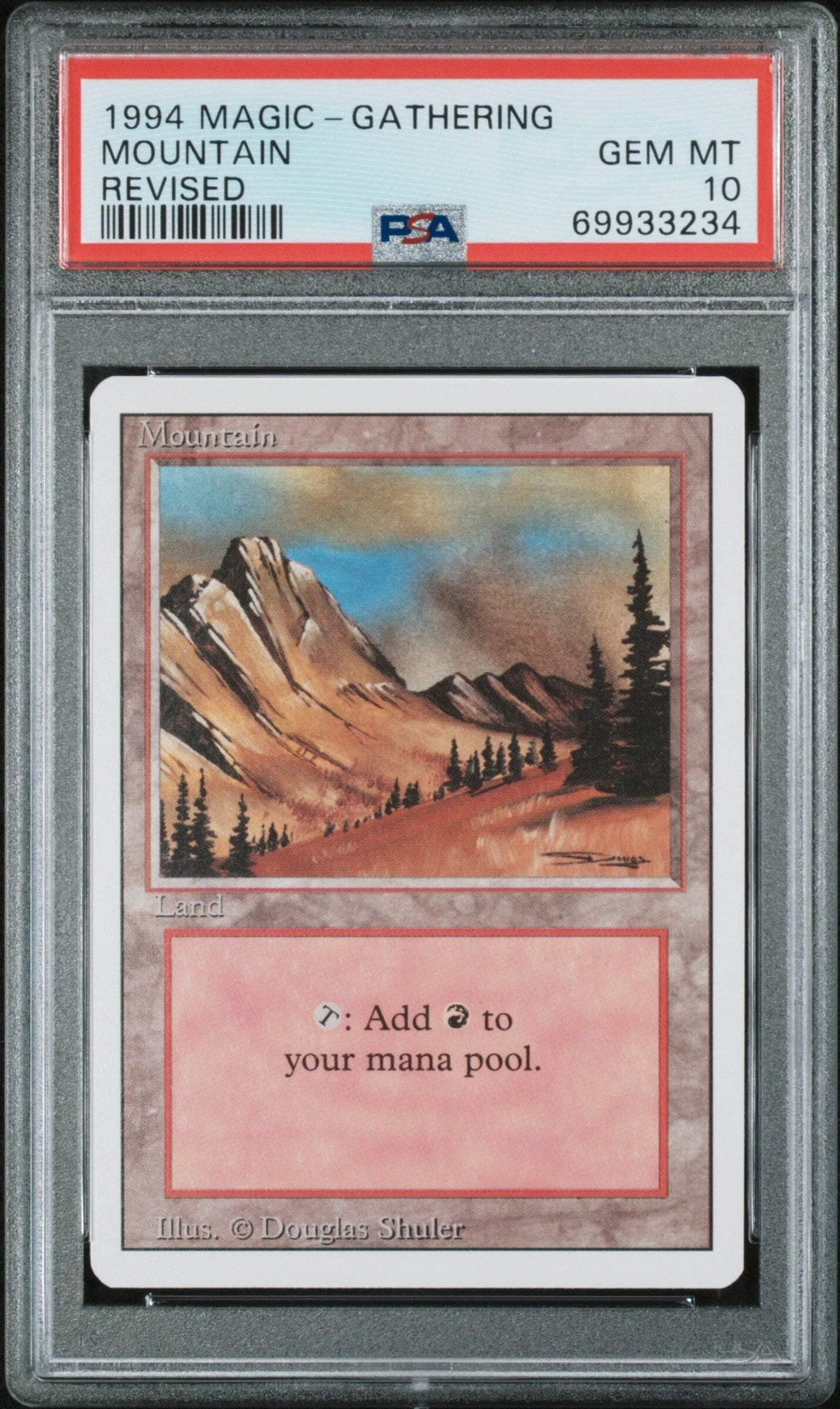 Graded 1994 Magic The Gathering Mountain Revised NLG Card PSA 10 Gem Mint