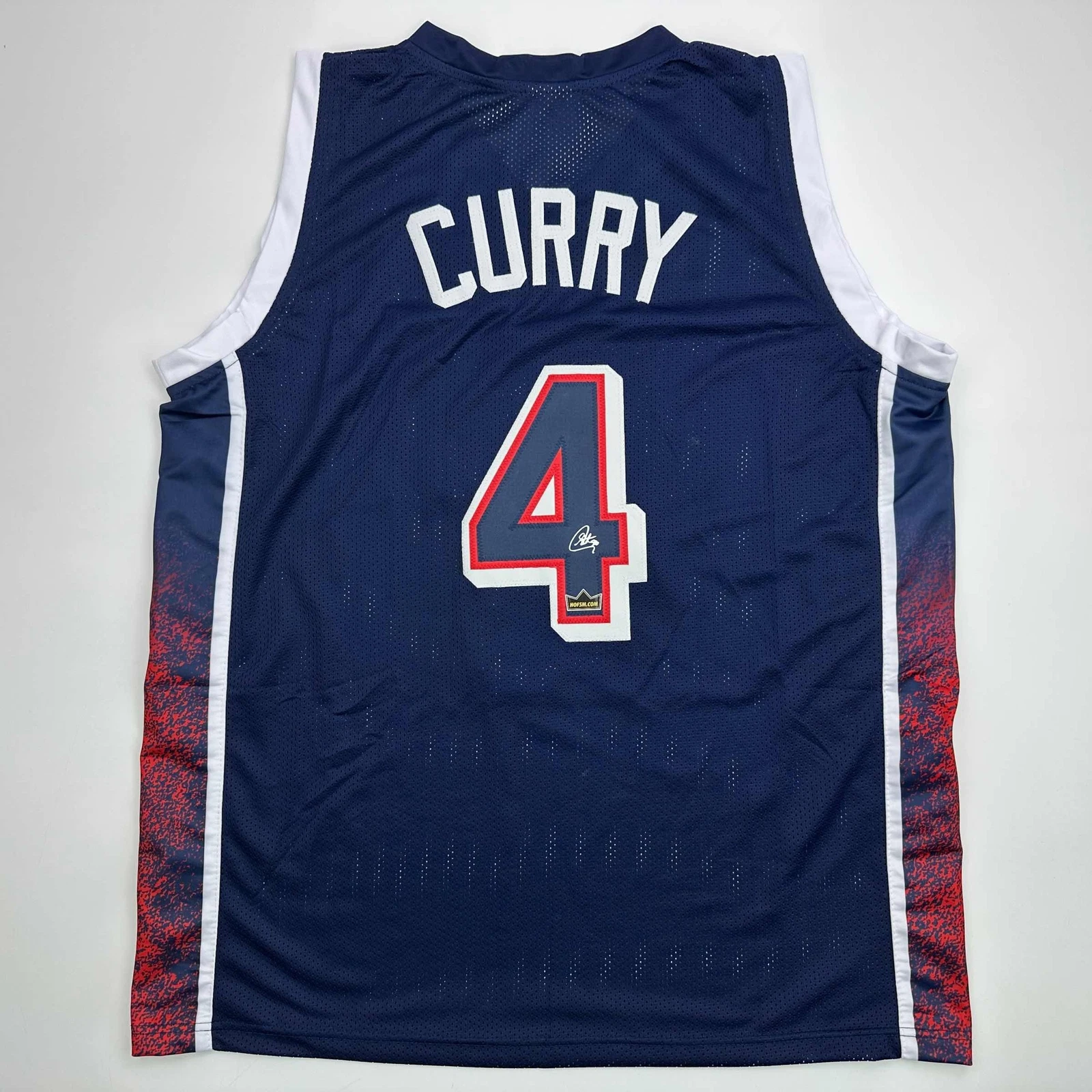 Facsimile Autographed Stephen Steph Curry 2024 Team USA Blue Jersey Size Mens XL