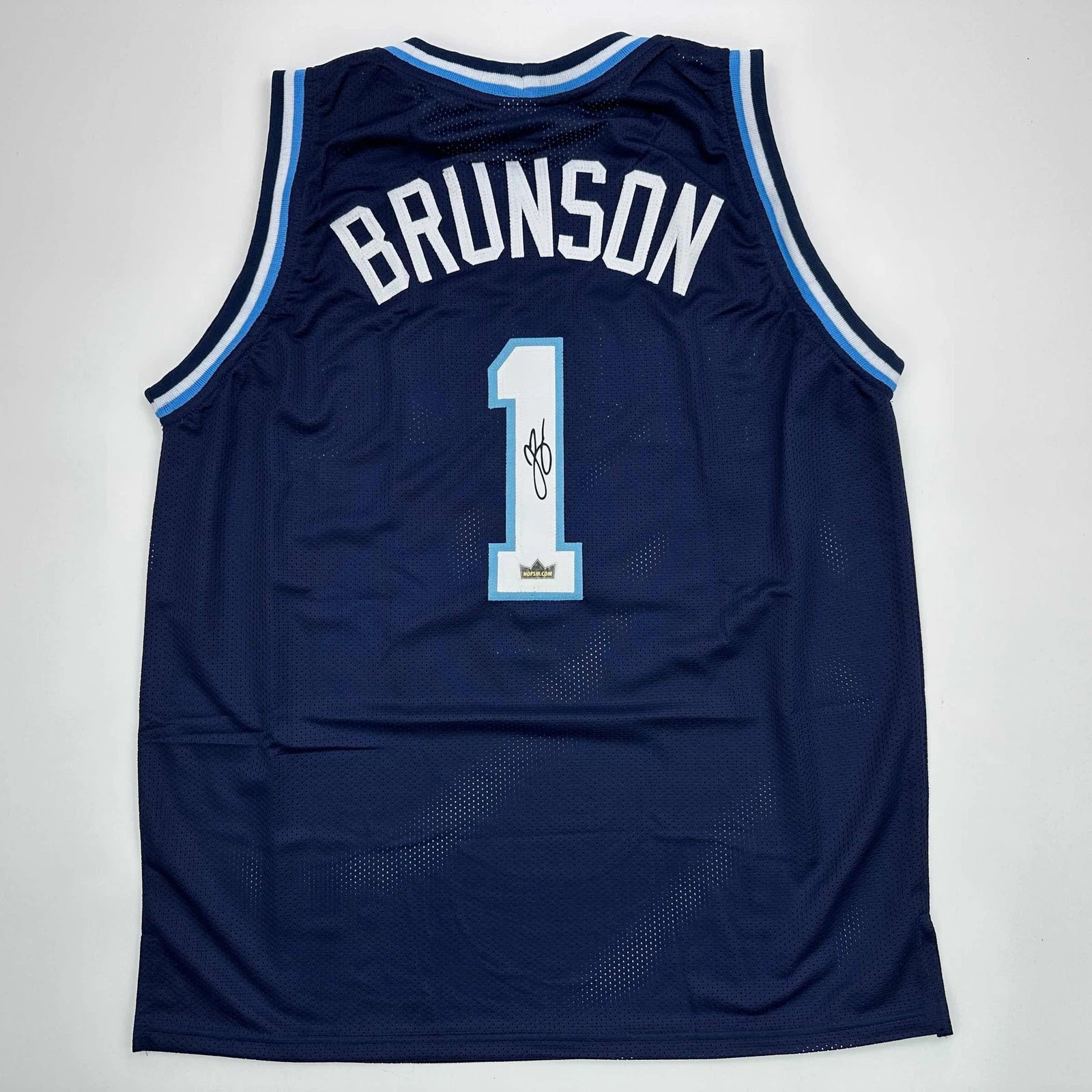 Facsimile Autographed Jalen Brunson Villanova Blue Reprint Jersey Size Men's XL