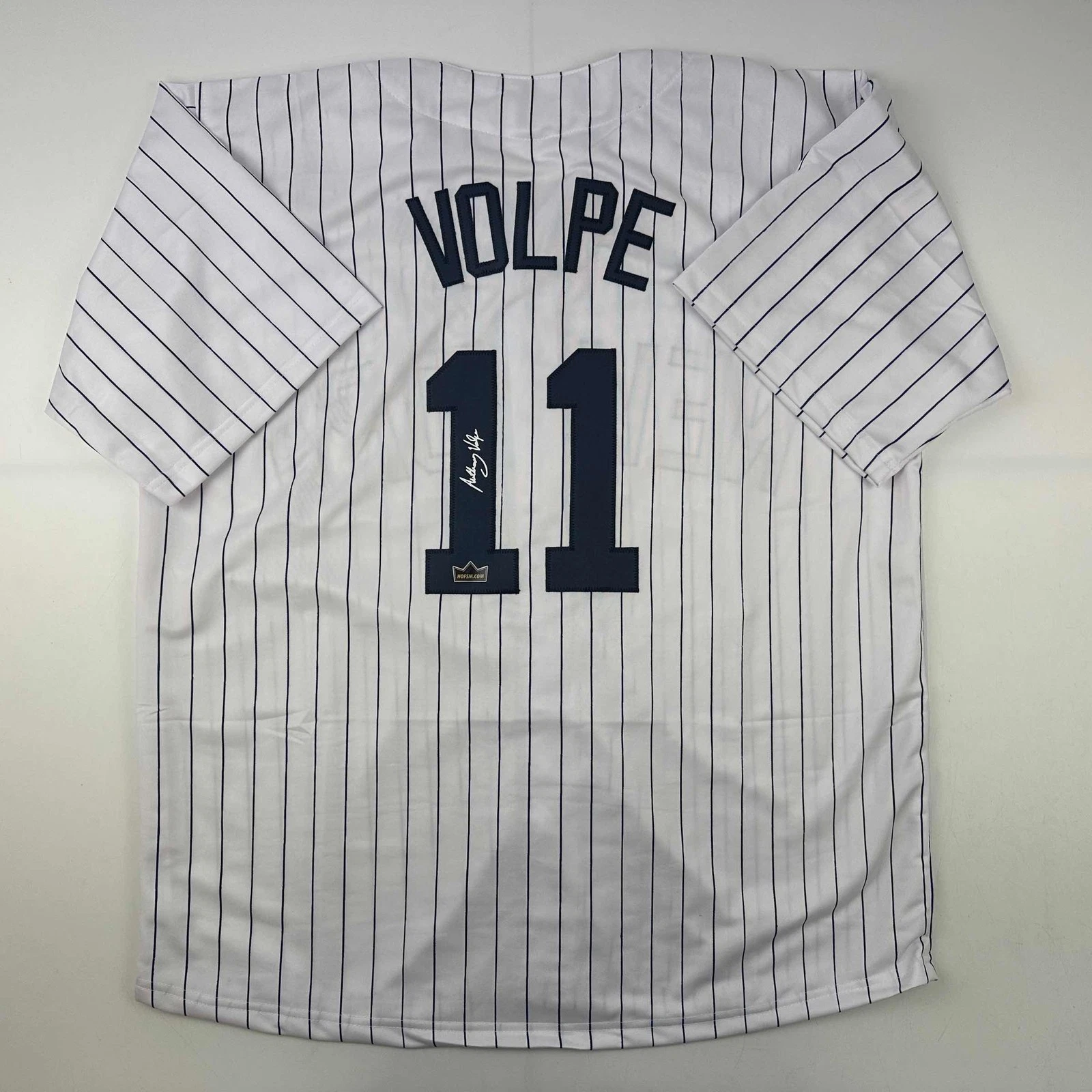 Facsimile Autographed Anthony Volpe New York Pinstripe Reprint Jersey Men's XL