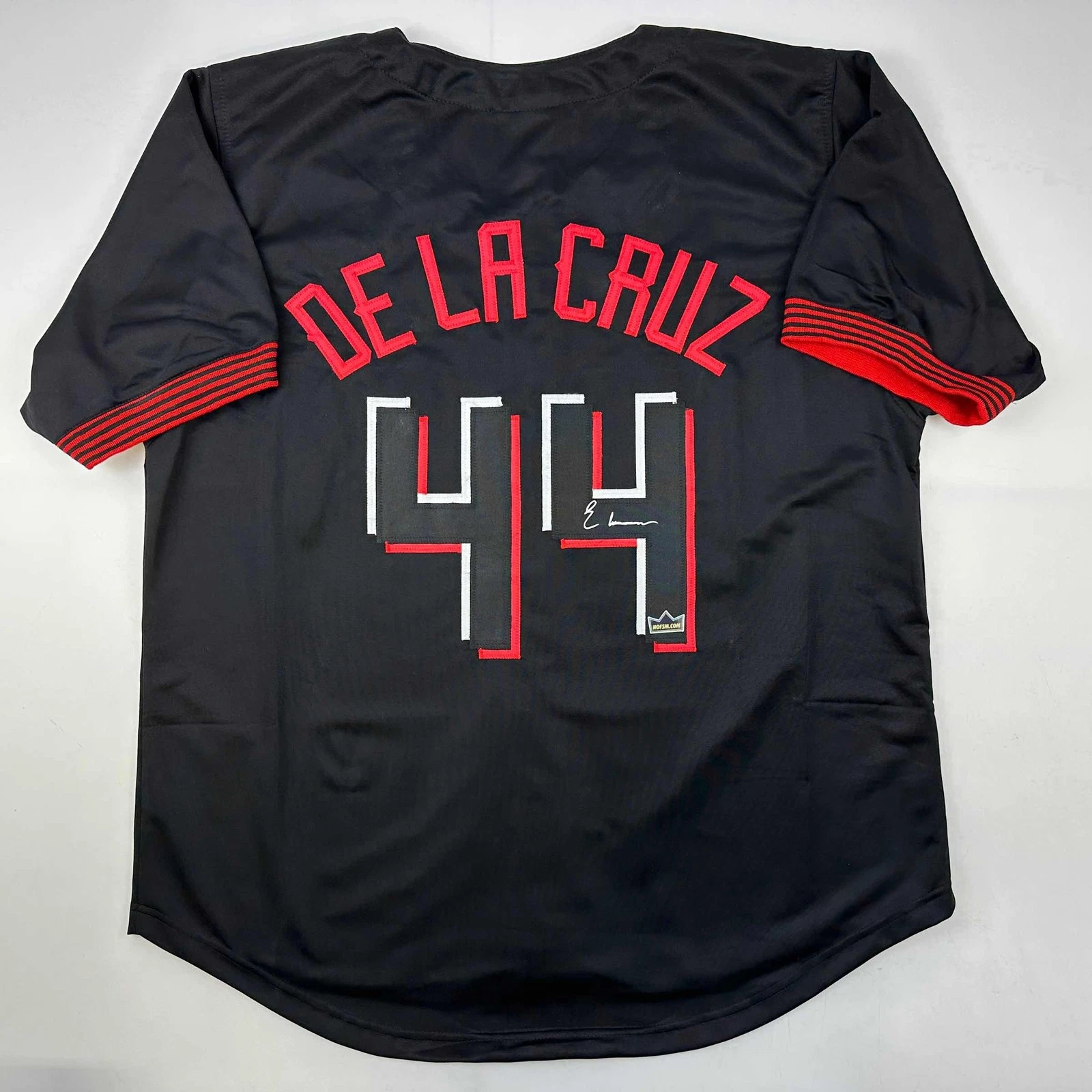 Facsimile Autographed Elly De La Cruz Cincinnati Black Reprint Jersey Men's XL