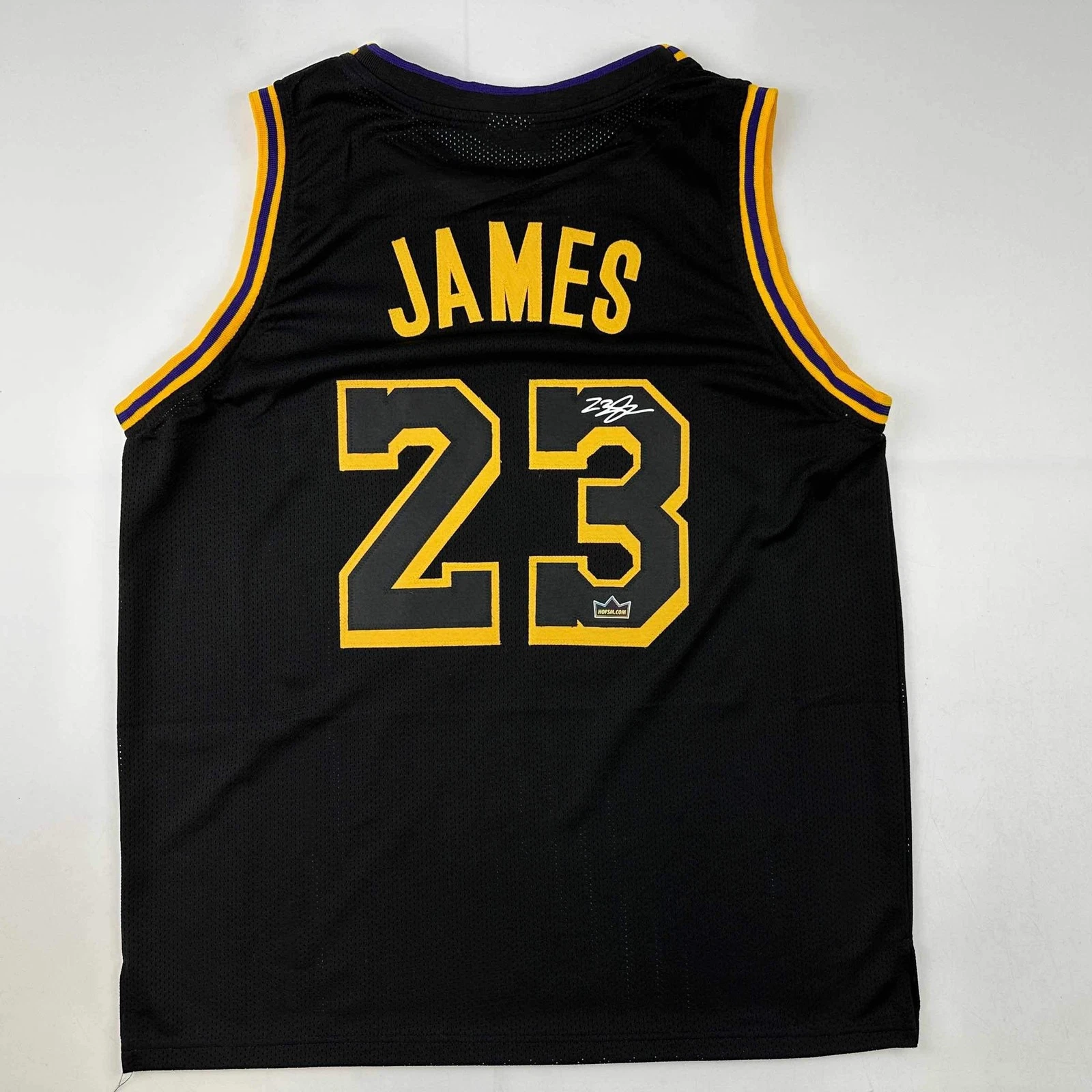 Facsimile Autographed LeBron James #23 LA Black Mamba Reprint Jersey Men's XL