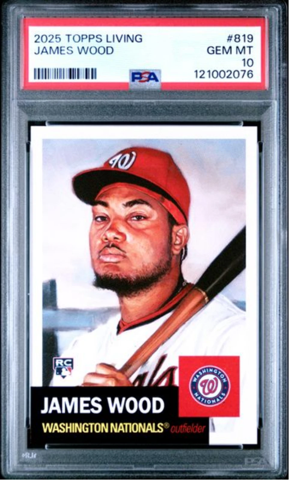 Graded 2025 Topps Living James Wood #819 Rookie RC Baseball Card PSA 10 Gem Mint