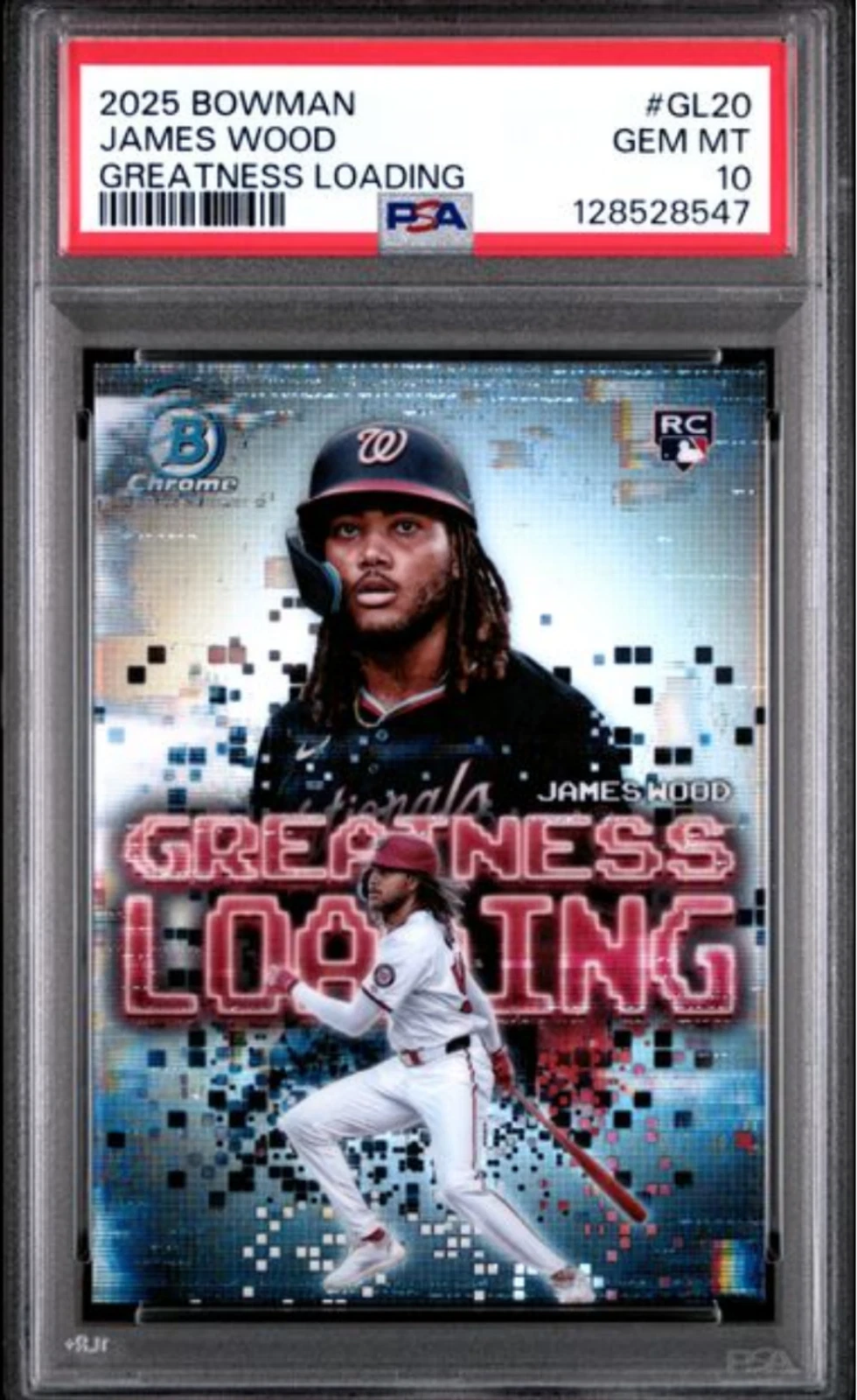 Graded 2025 Bowman James Wood #GL20 Greatness Loading RC Baseball Card PSA 10